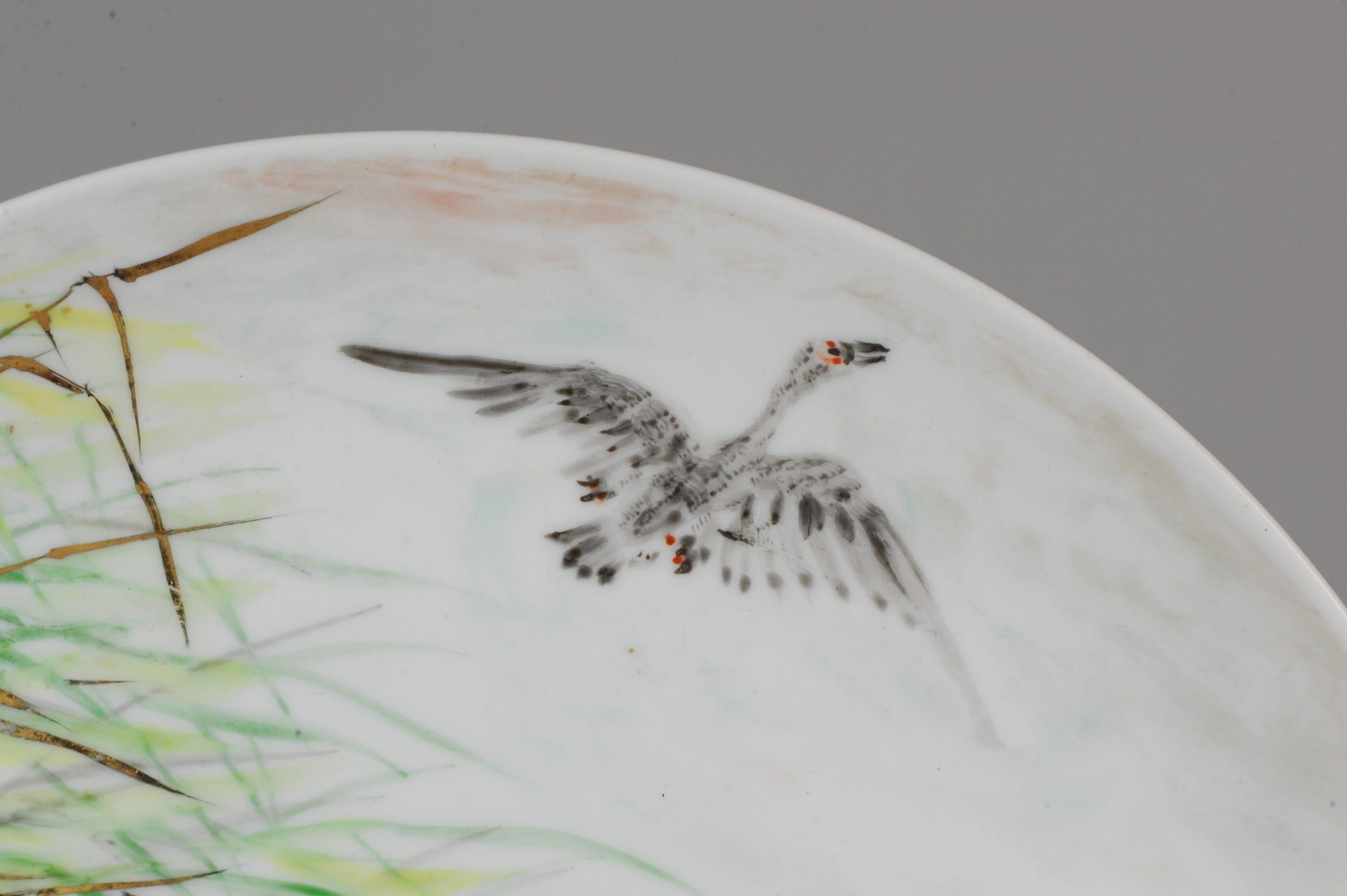 Perfect 20th-21st Century Japanese Porcelain Charger Birds Gooses in Landscape For Sale 3