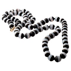 Perfect 40" Banded Agate Necklace c.1860