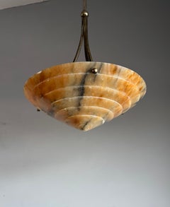 Perfecto Art Decó y 13,7" de Ø, Lámpara de Techo / Accesorio de Alabastro de Múltiples Capas