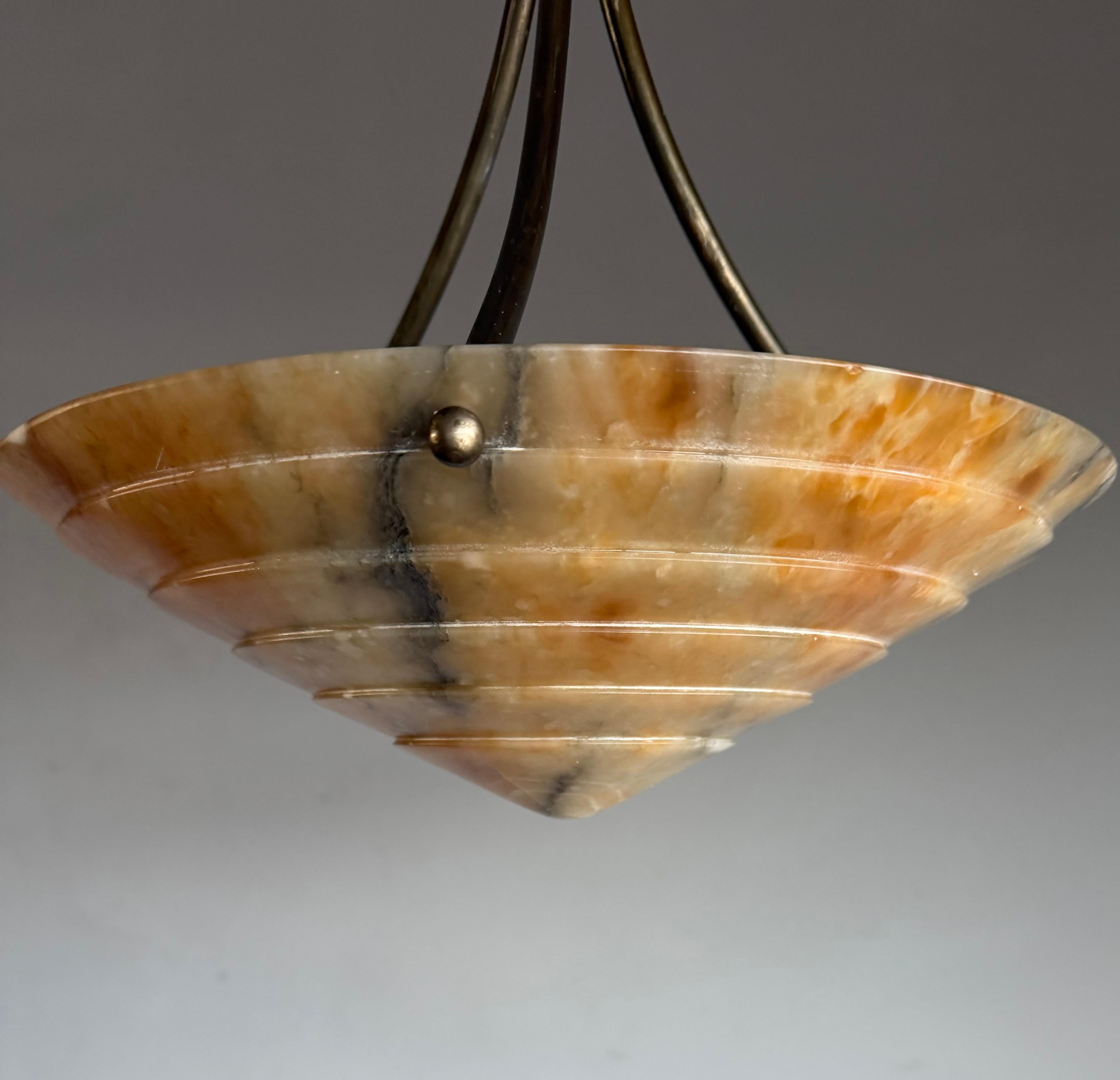 Metallo Lampada da soffitto in alabastro a più strati, perfetta in stile Art Deco e con un diametro di 13,7