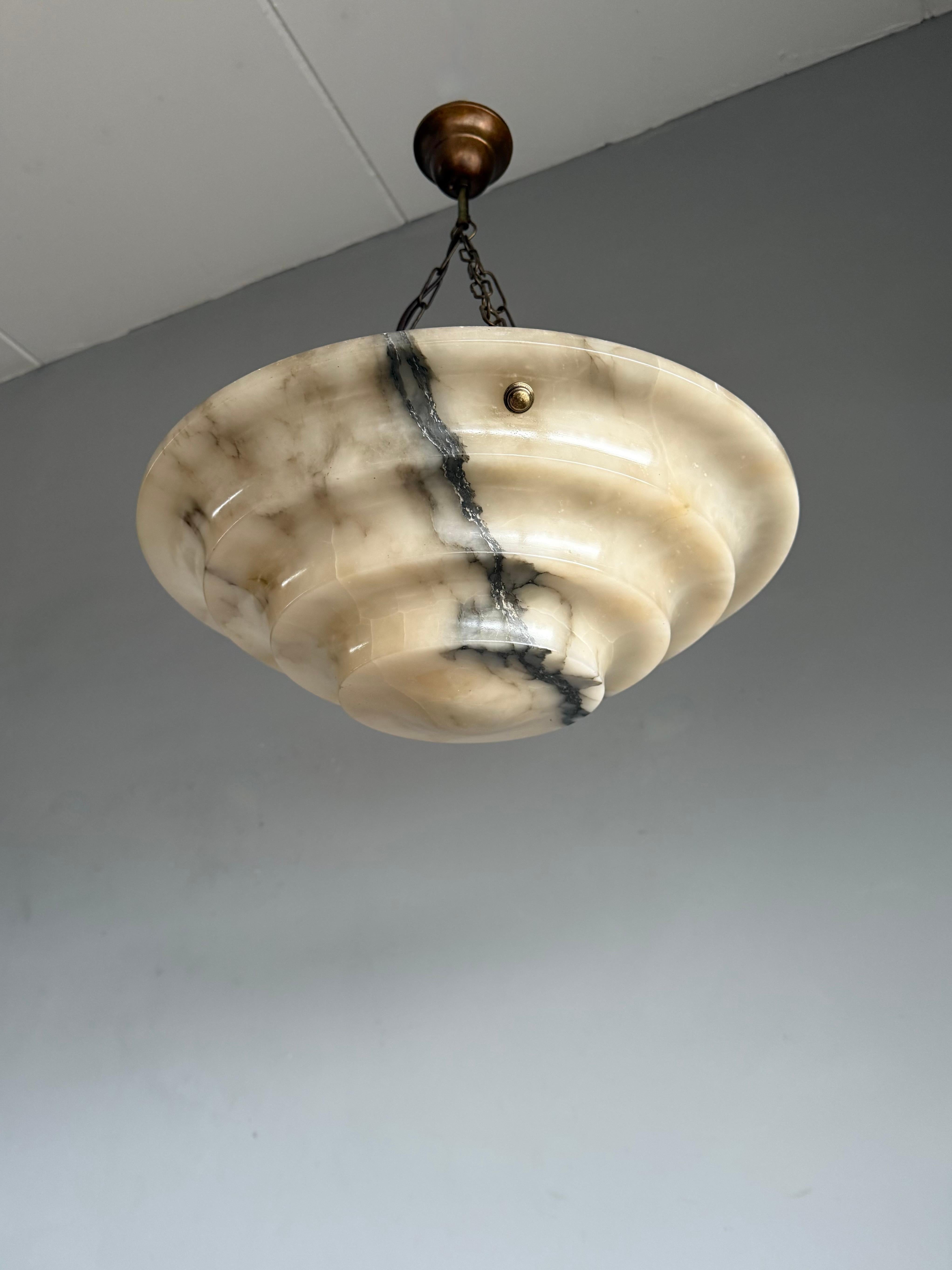 Perfect Art Deco and Large Size, Multi Layered Alabaster Ceiling Light / Fixture 3