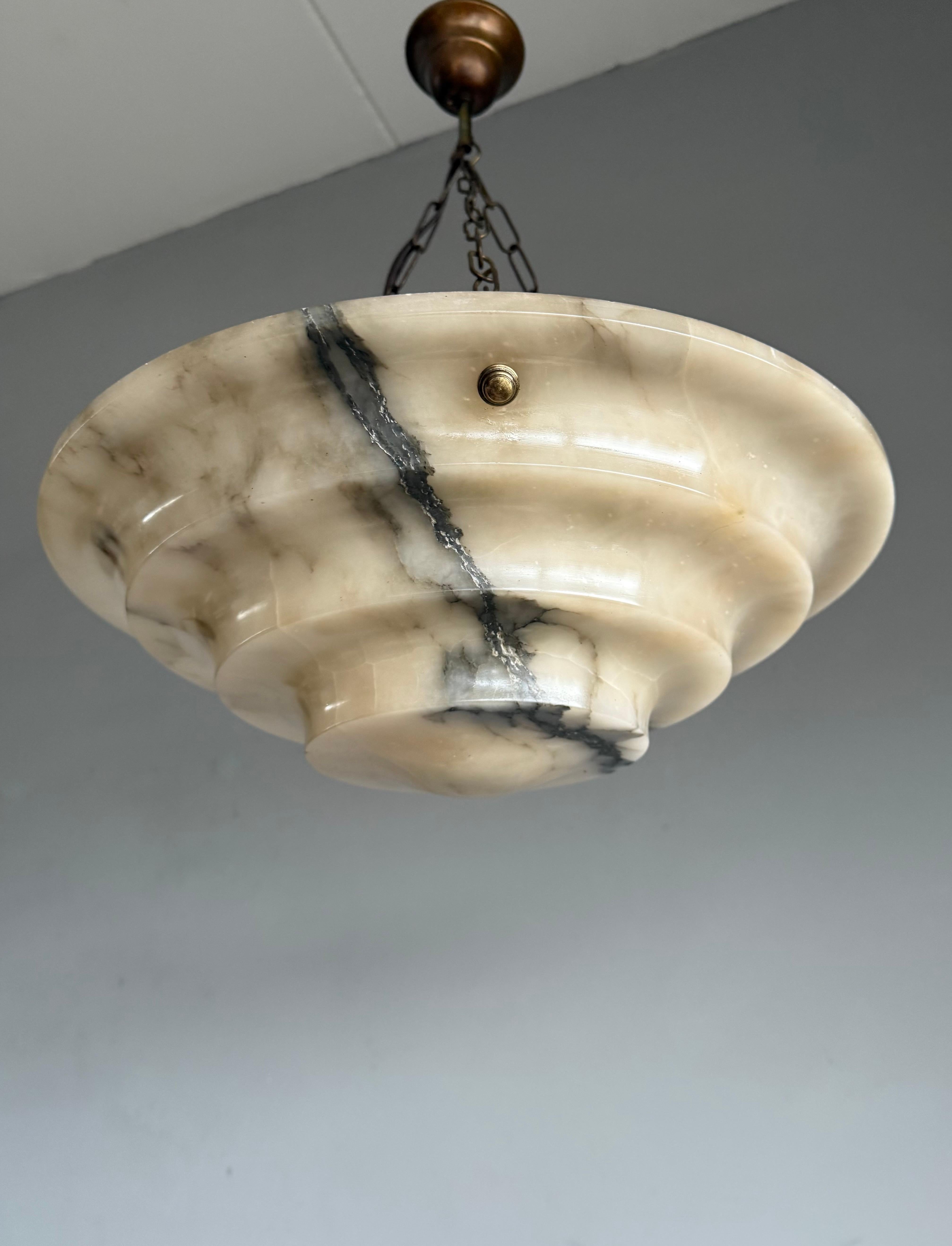 Perfect Art Deco and Large Size, Multi Layered Alabaster Ceiling Light / Fixture 4