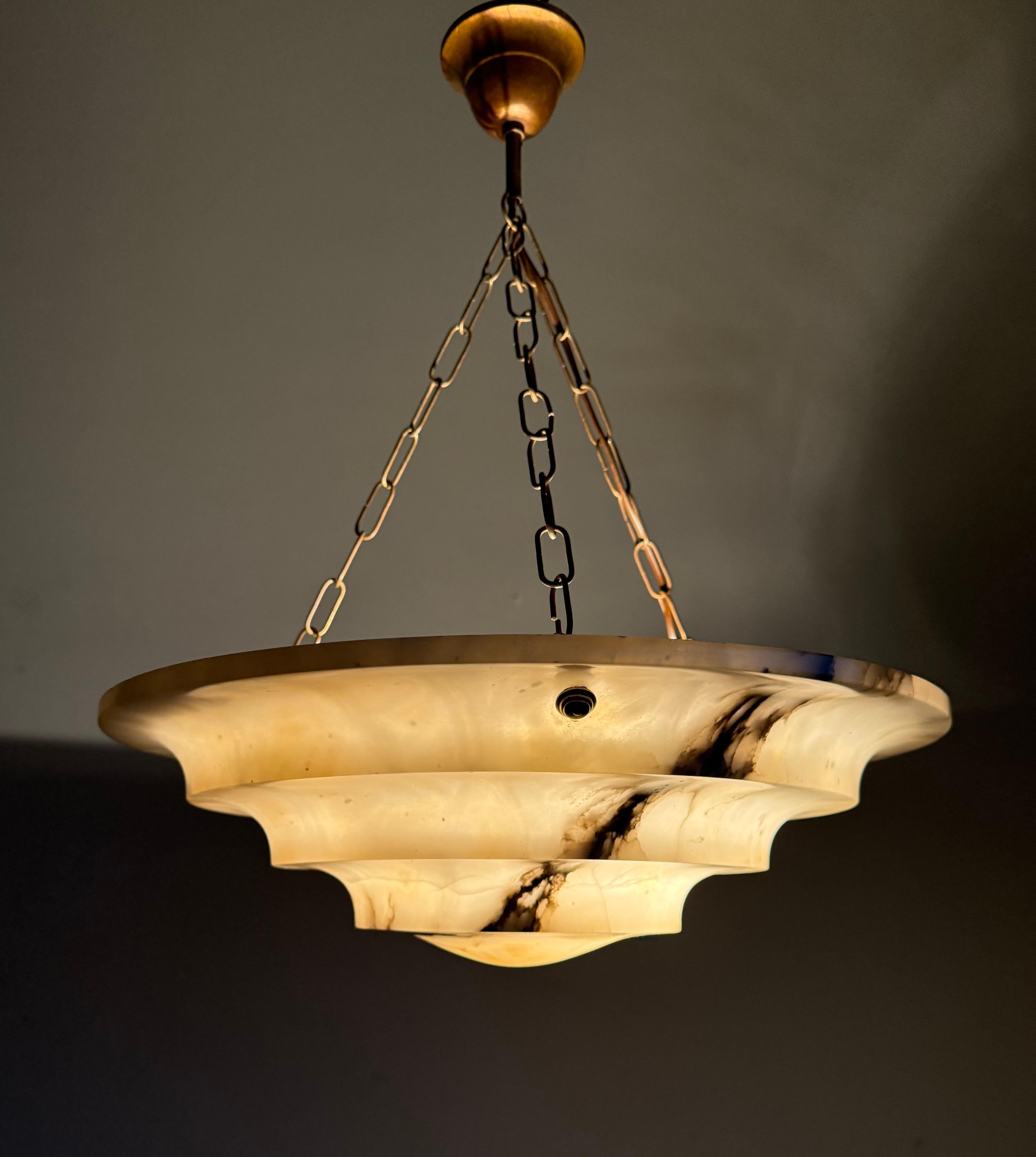 Perfect Art Deco and Large Size, Multi Layered Alabaster Ceiling Light / Fixture 7