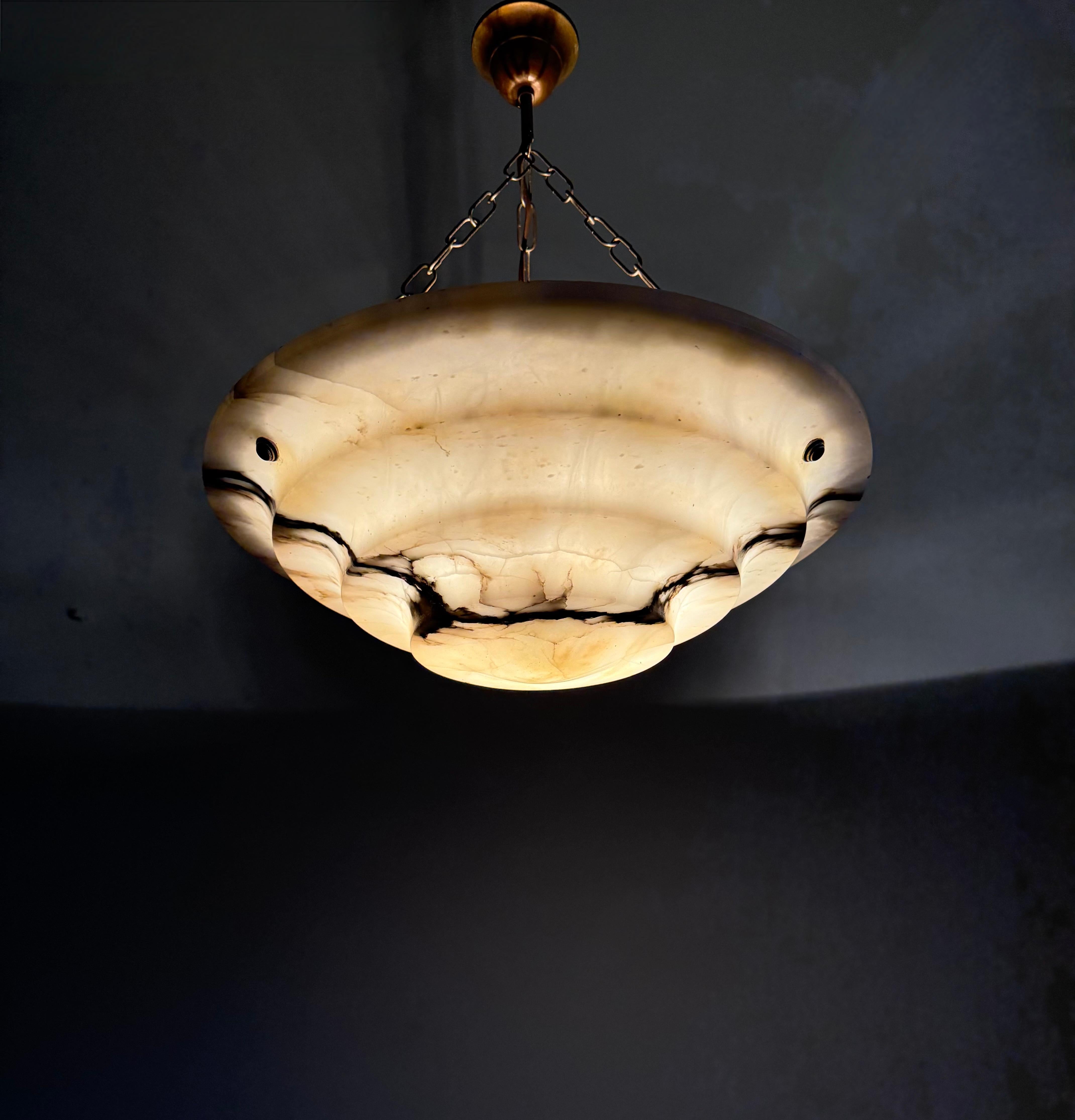 Perfect Art Deco and Large Size, Multi Layered Alabaster Ceiling Light / Fixture 8