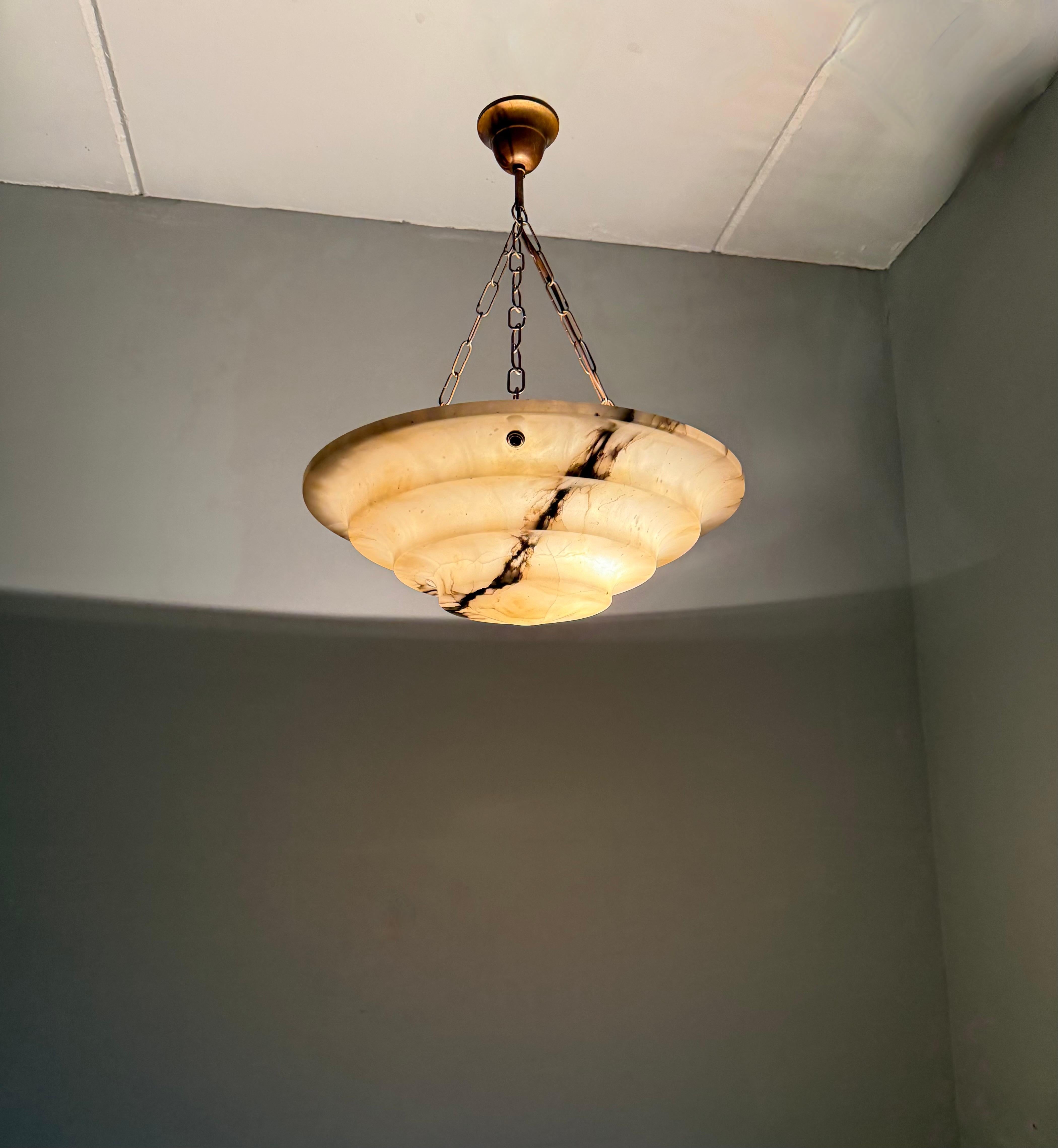 Perfect Art Deco and Large Size, Multi Layered Alabaster Ceiling Light / Fixture 9