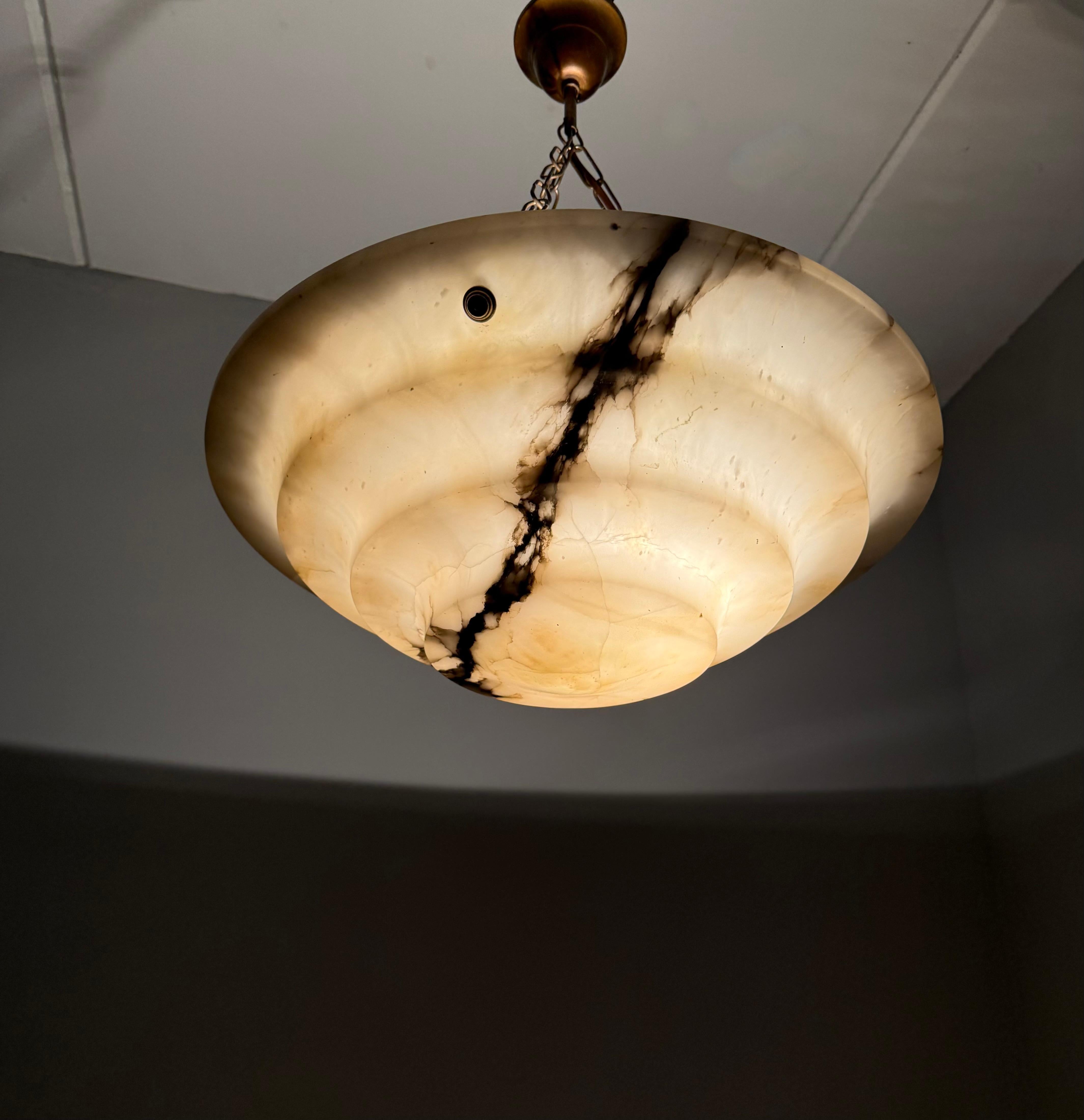 Perfect Art Deco and Large Size, Multi Layered Alabaster Ceiling Light / Fixture 10