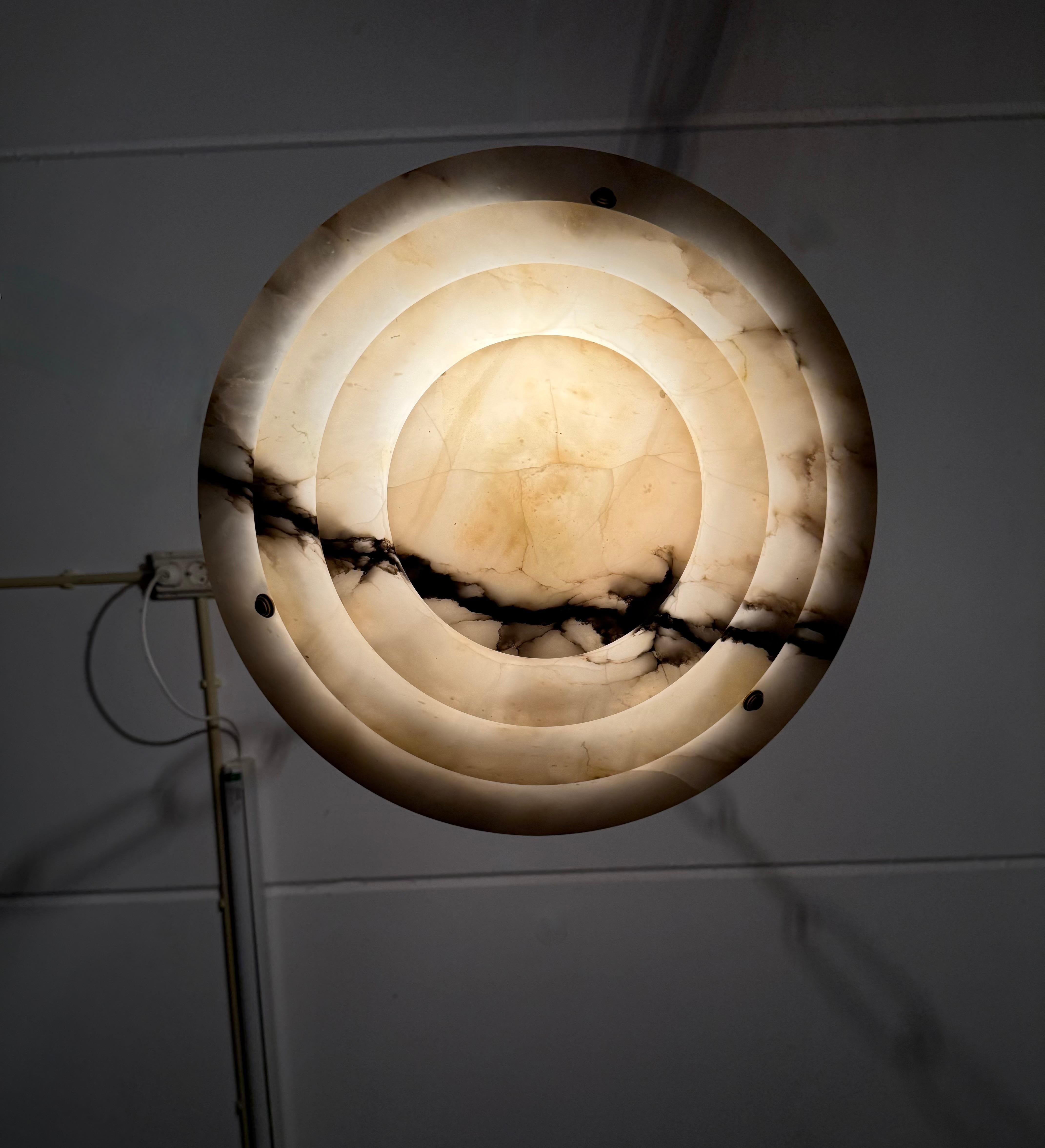 Perfect Art Deco and Large Size, Multi Layered Alabaster Ceiling Light / Fixture 11