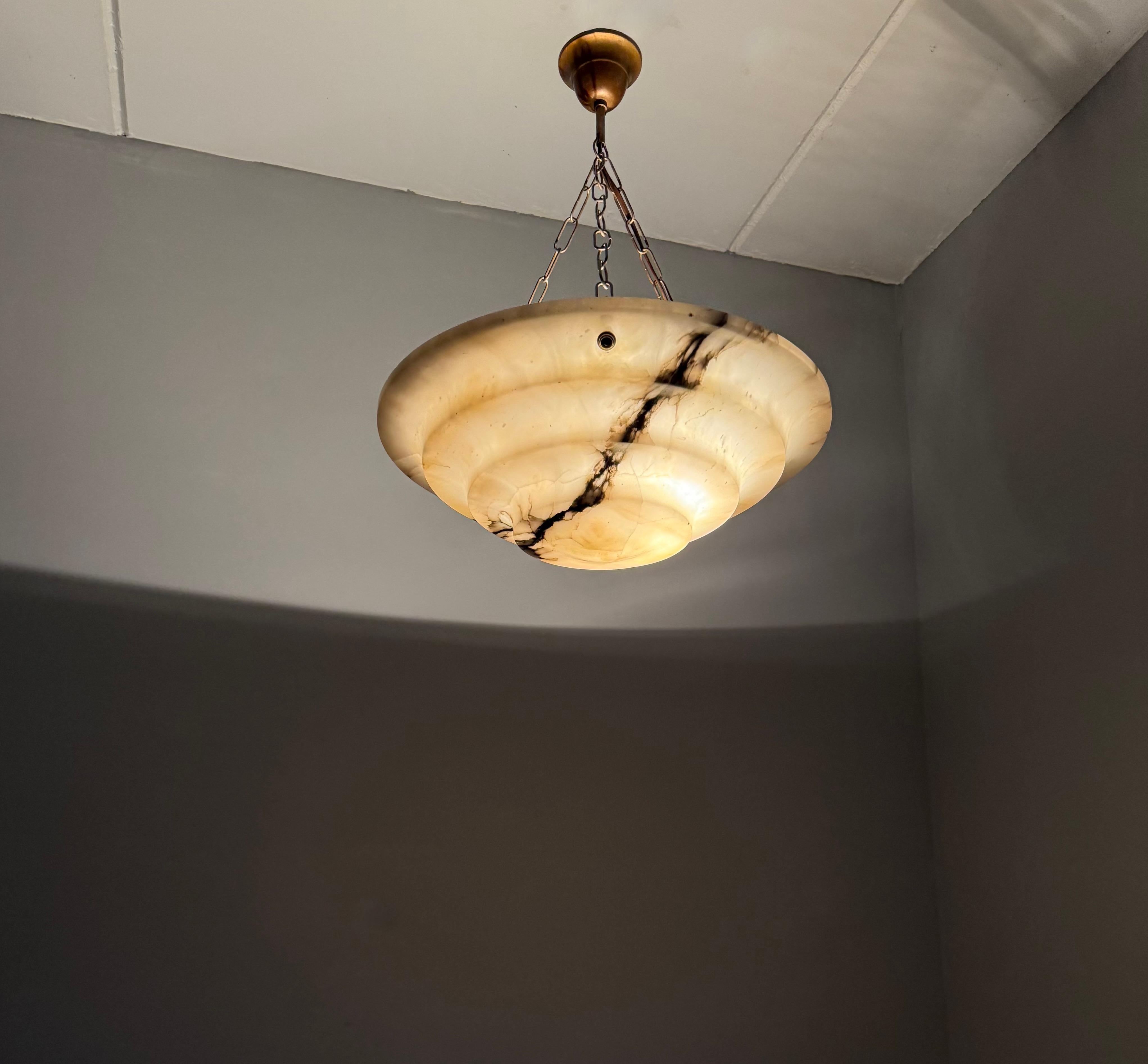 Perfect Art Deco and Large Size, Multi Layered Alabaster Ceiling Light / Fixture 12