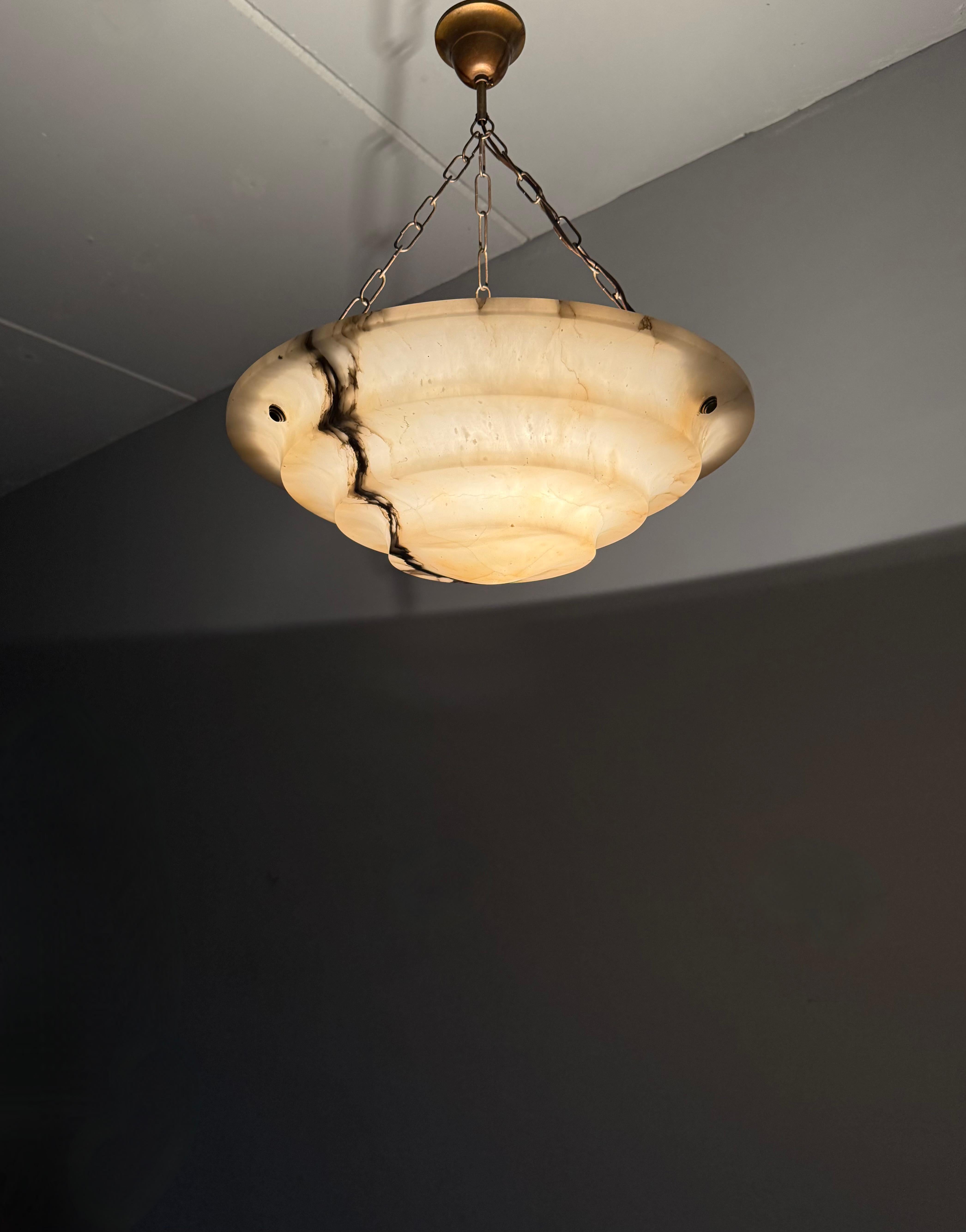 Perfect Art Deco and Large Size, Multi Layered Alabaster Ceiling Light / Fixture 13