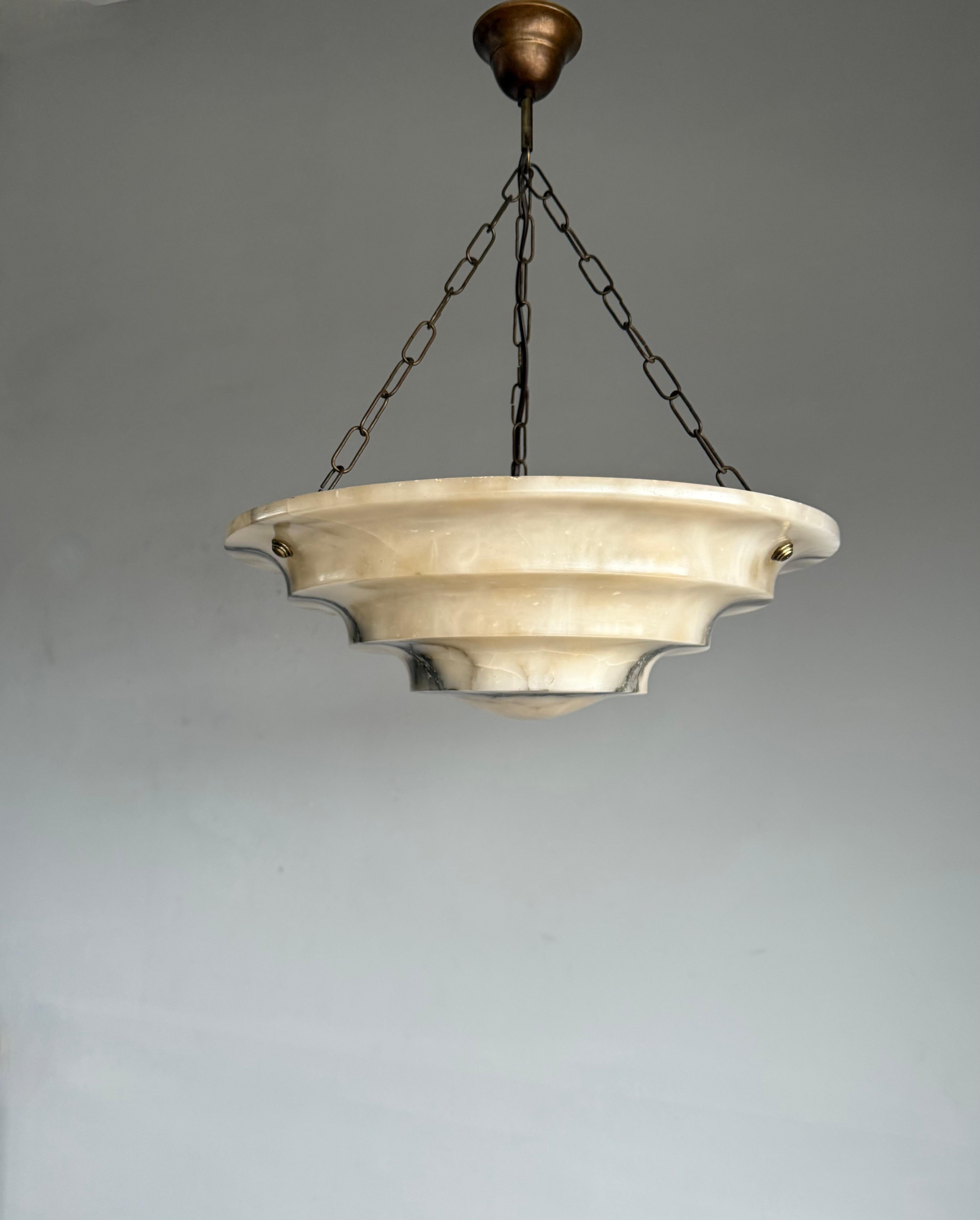Perfect Art Deco and Large Size, Multi Layered Alabaster Ceiling Light / Fixture 2