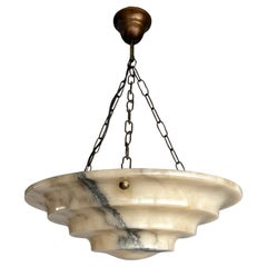 Perfect Art Deco and Large Size, Multi Layered Alabaster Ceiling Light / Fixture