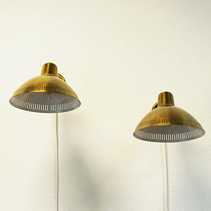 Swedish Lovely Brass Wall Lamp Pair by Hans Bergström for Atelje Lyktan, Sweden, 1960s