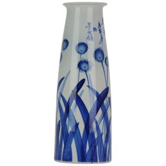 Parfait vase ProC en porcelaine chinoise, fleurs et tulipes, calligraphie inhabituelle