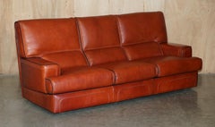 PERFECT CONDITION CIRCA 1970's ROCHE BOBOIS BROWN LEATHER SOFA ARMCHAIR SUITE