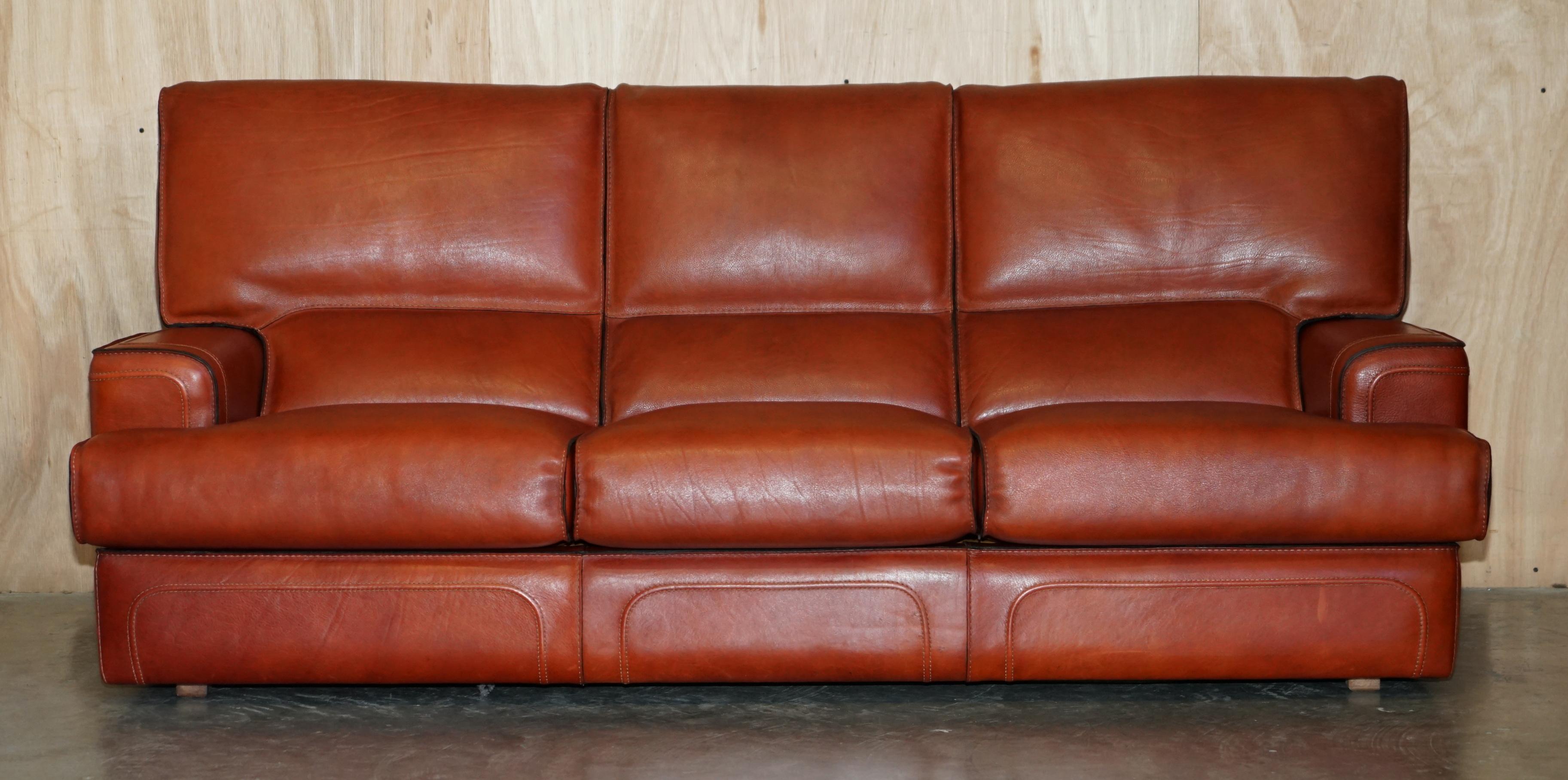 Mid-Century Modern PERFECT CONDITION CIRCA 1970's ROCHE BOBOIS BROWN LEATHER SOFA ARMCHAIR SUITE
