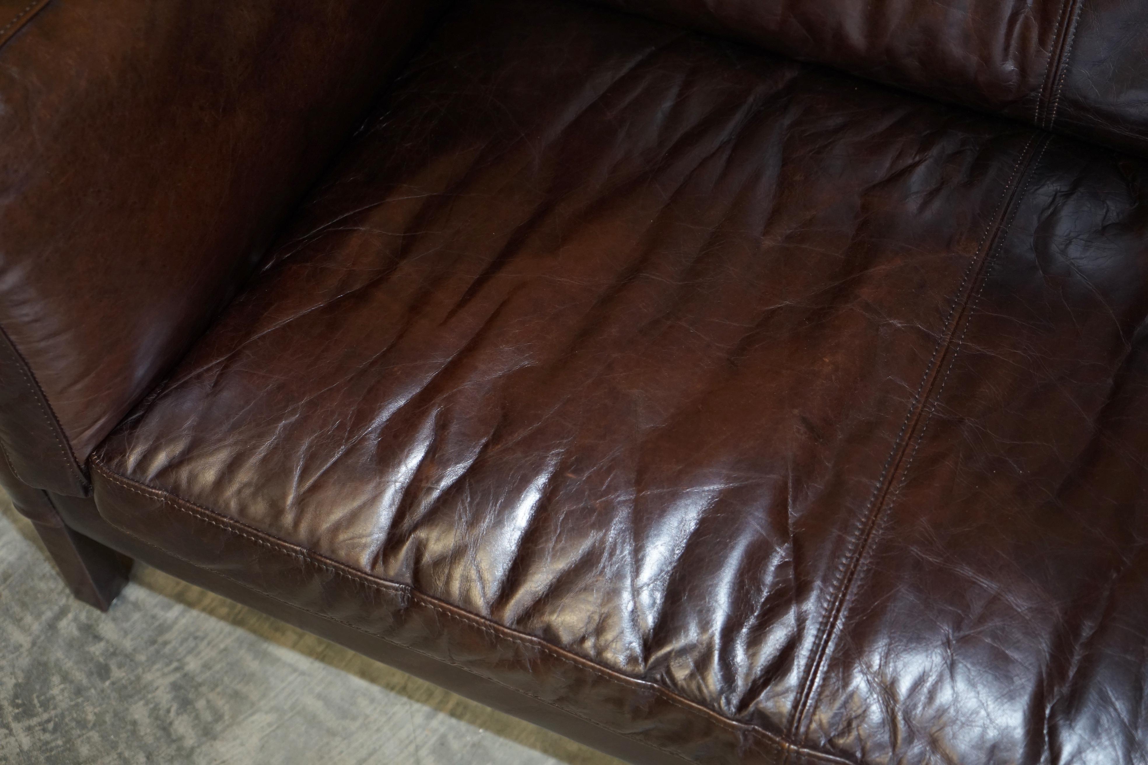 20th Century Perfect Condition Halo Groucho Bike Tan Brown Leather Sofa Part of a Large Suite