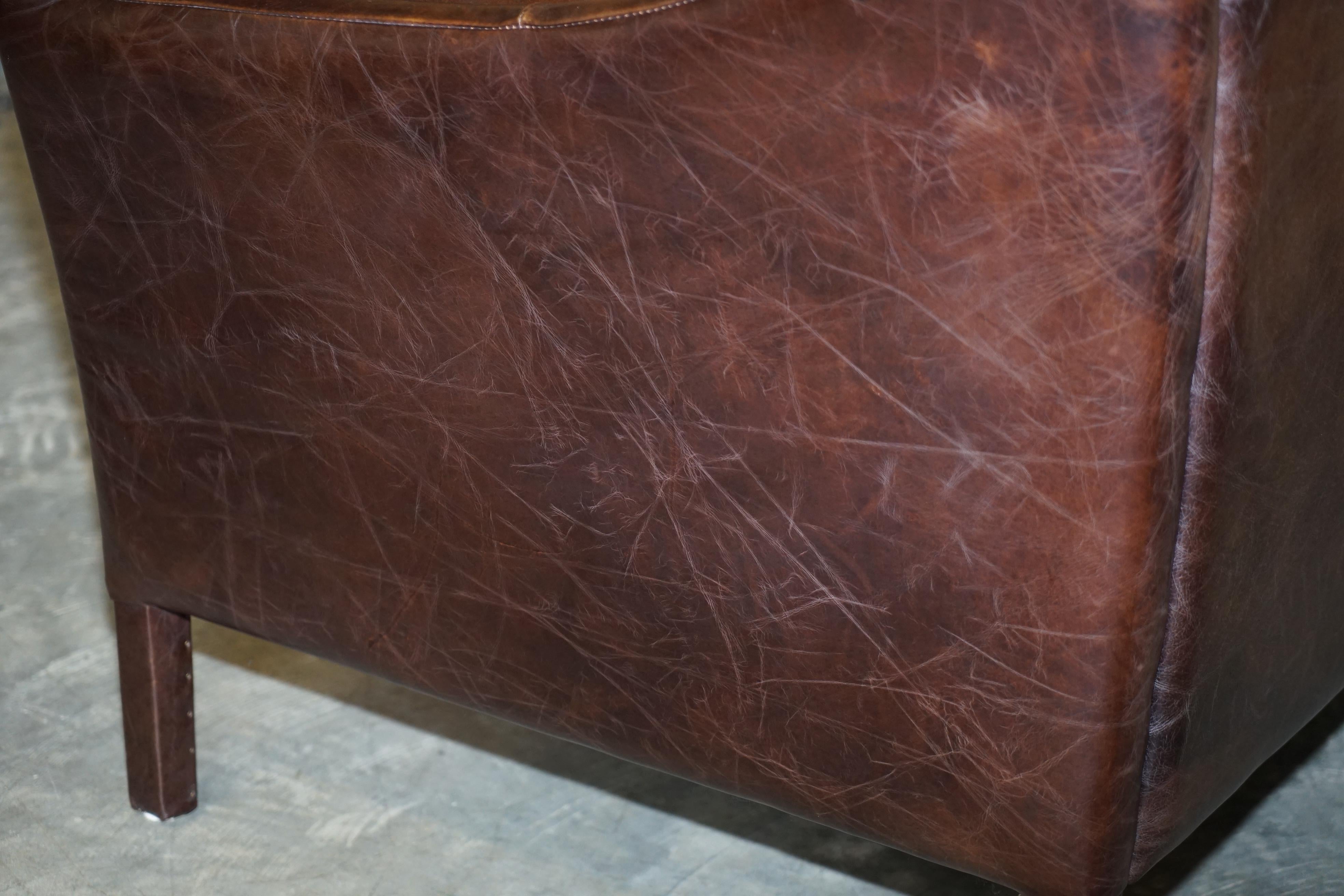 Perfect Condition Halo Groucho Bike Tan Brown Leather Sofa Part of a Large Suite 5