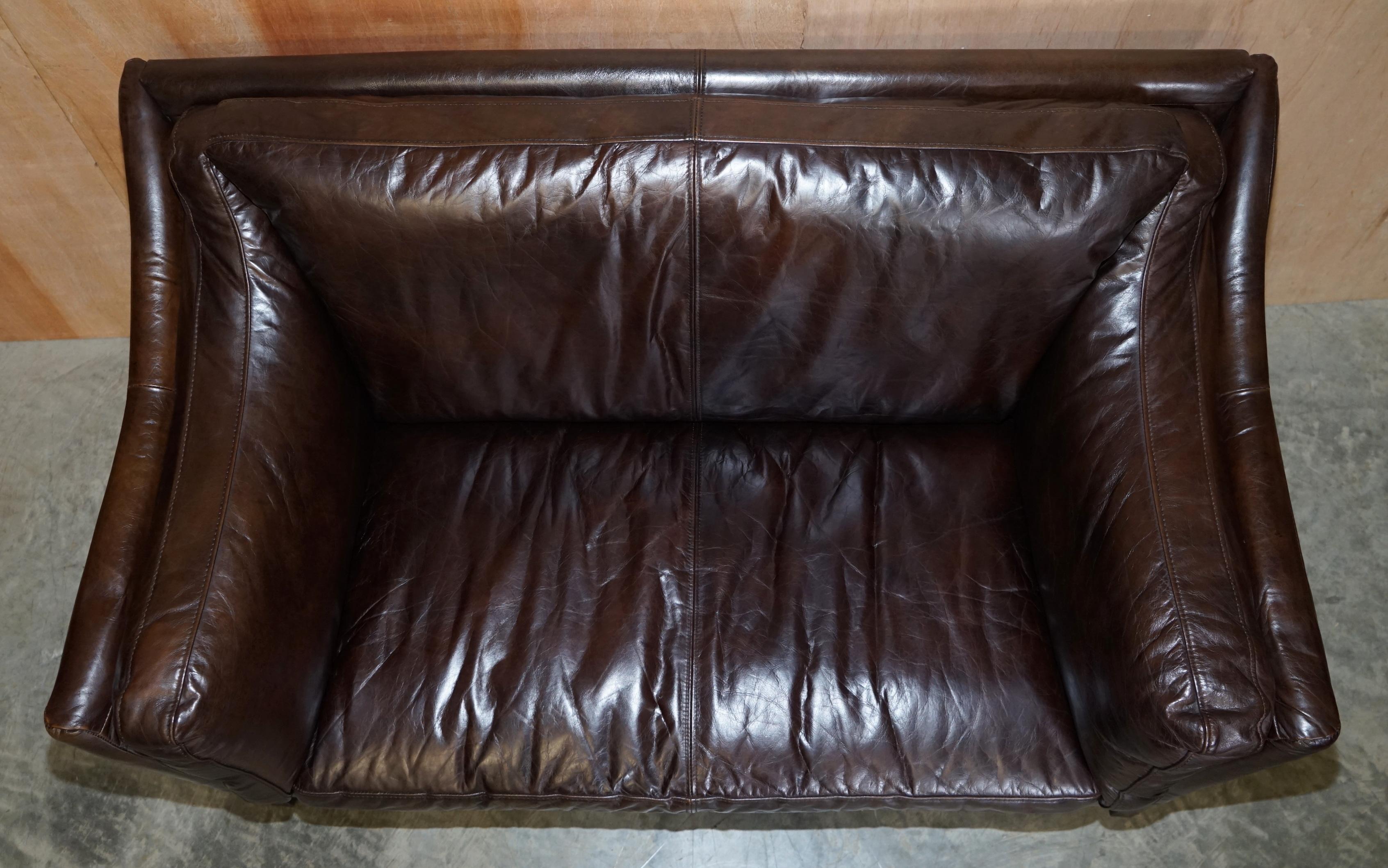 Hand-Crafted Perfect Condition Halo Groucho Bike Tan Brown Leather Sofa Part of a Large Suite