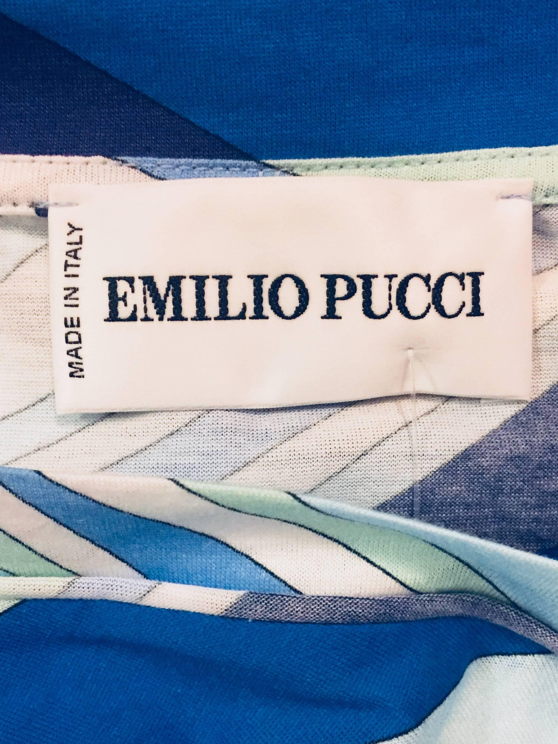 Perfect Emilio Pucci Blue & White Cotton Short Sleeve Top 1