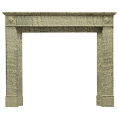 Perfect French Louis XVI Fireplace Mantel in Vert d'estours Marble