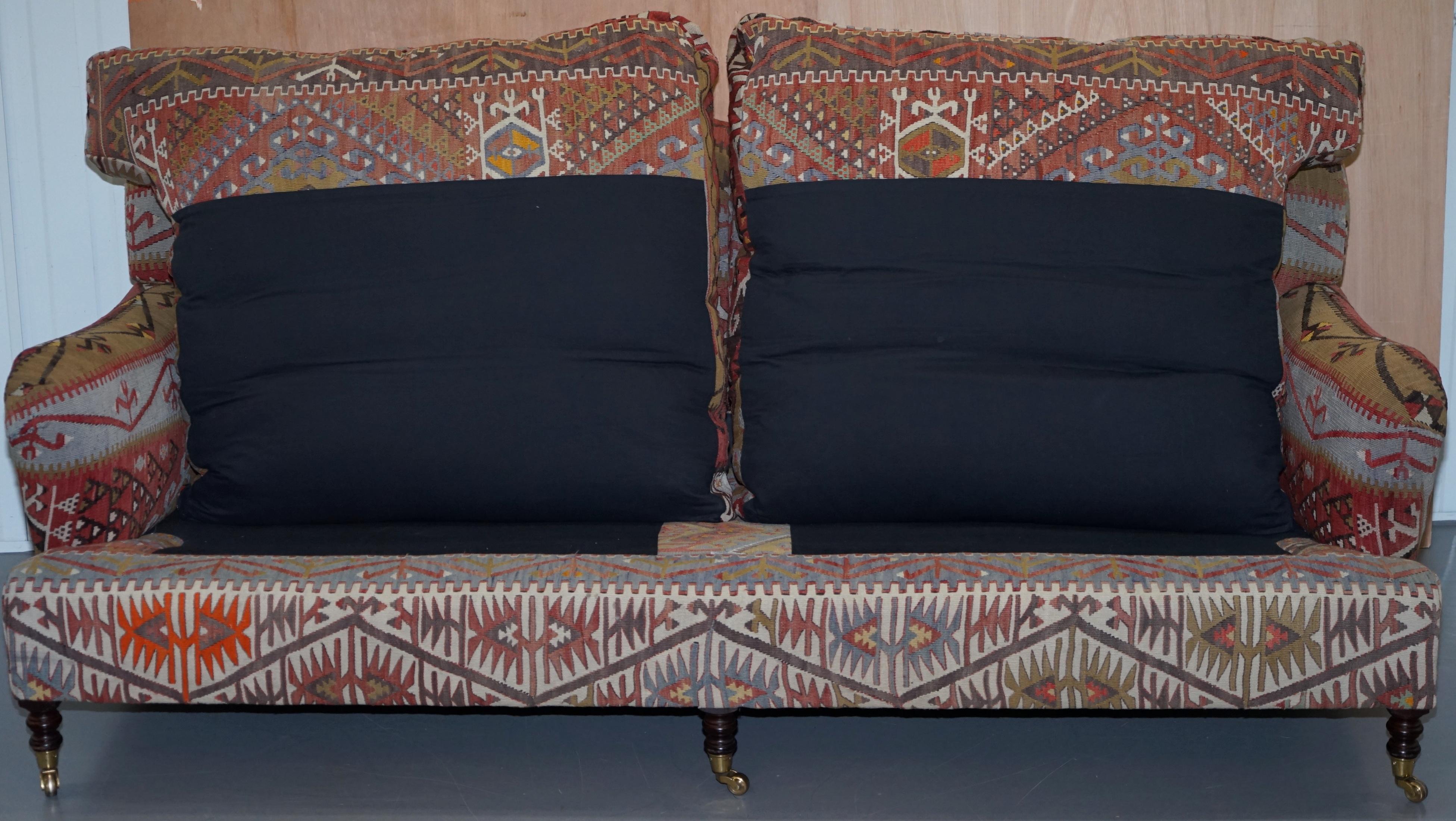 Perfect George Smith Kilim Upholstery Large Sofa Feather Cushions 8