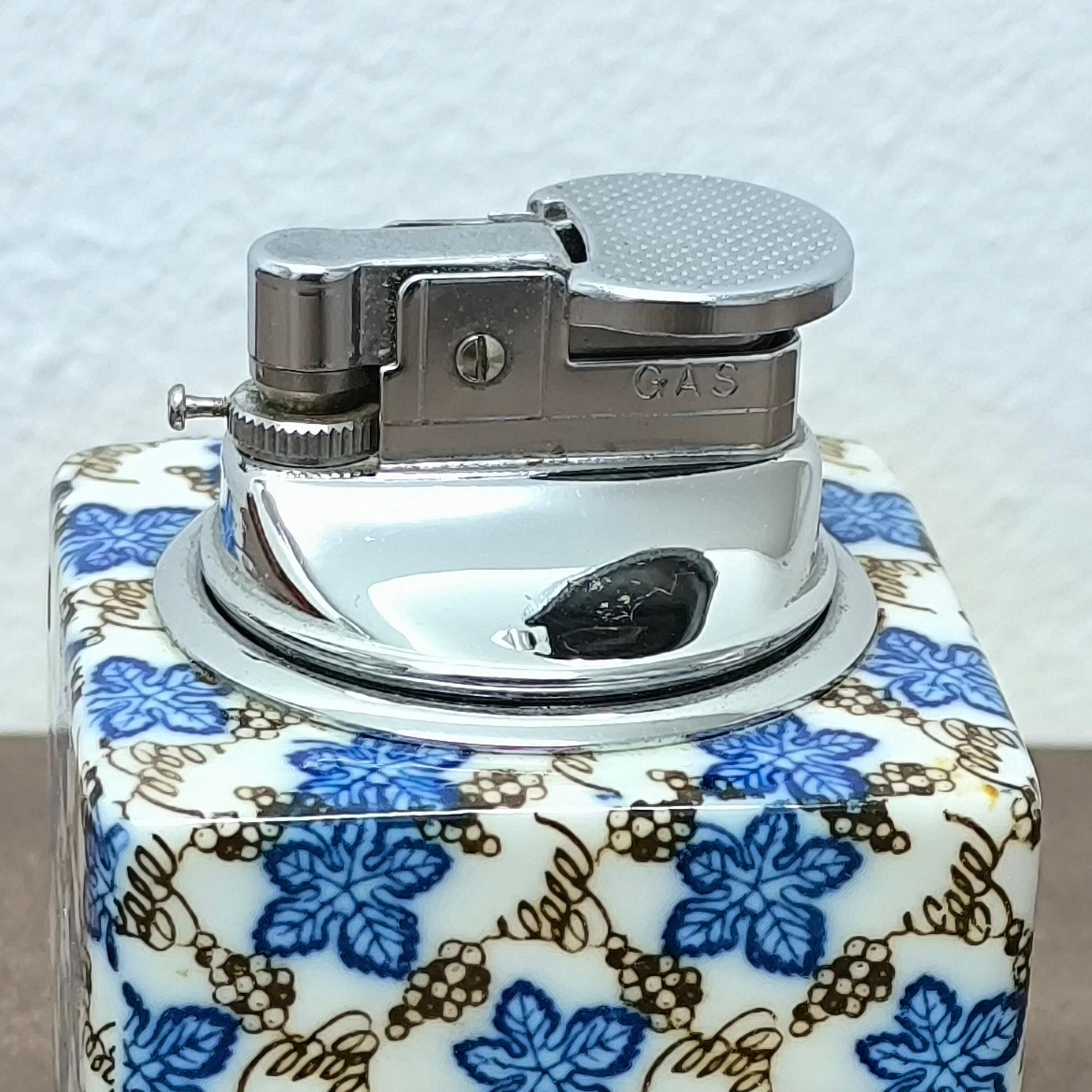 Giapponese PERFECT GIFT - Mid-Century Ceramic Table Lighter with Grape Motif, Japan, 1950s in vendita