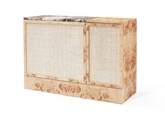 Perfect Match Sideboard / Buffet in exotic poplar root wood, straw and marble