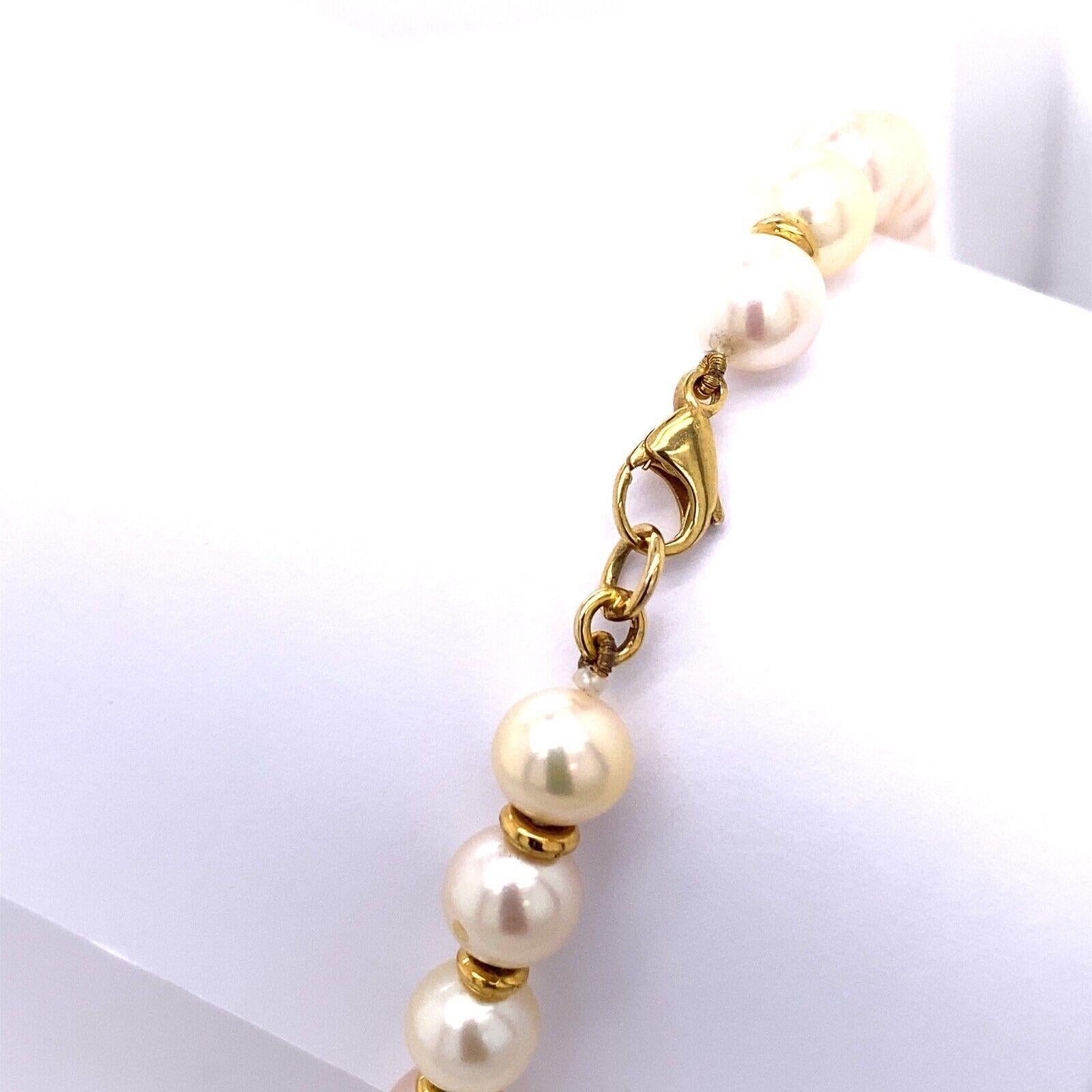 Women's Perfect Matching 7mm Cultured Pearl Bracelet with 9ct Gold Beads in Between For Sale
