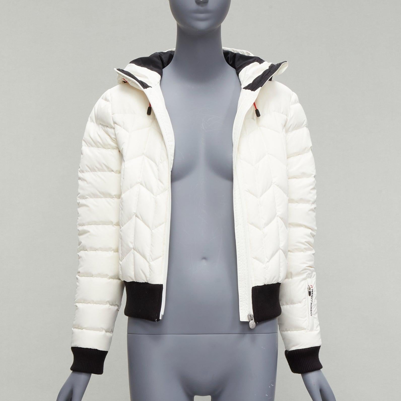 Blanc PERFECT MOMENT Veste polaire à capuche Cordon ivoire noir avec logo étoilé IT40 S en vente