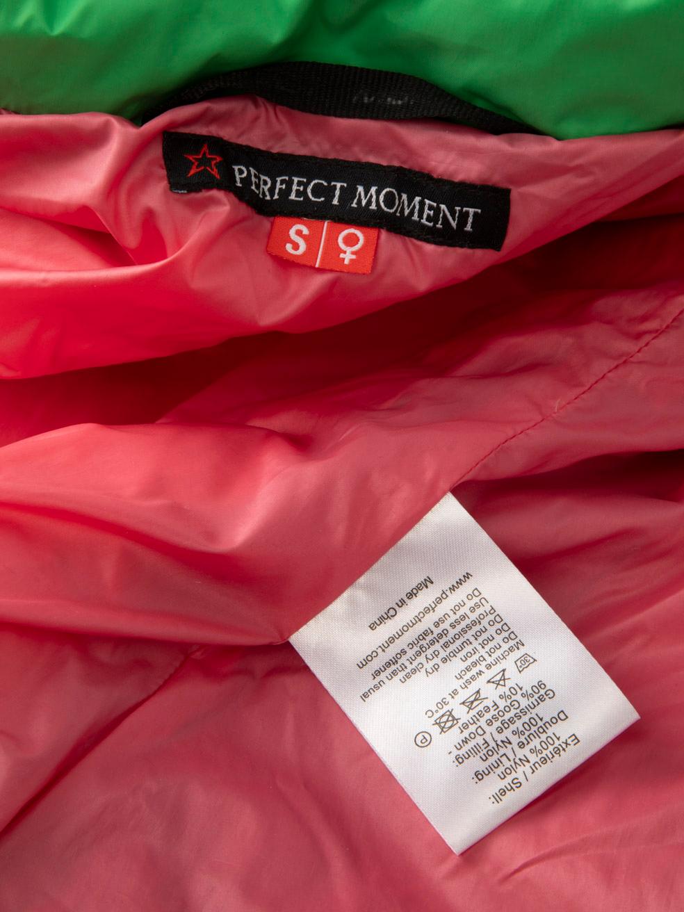 Perfect Moment Green Zip Up Puffer Down Jacket Size S In condizioni buone in vendita a London, GB