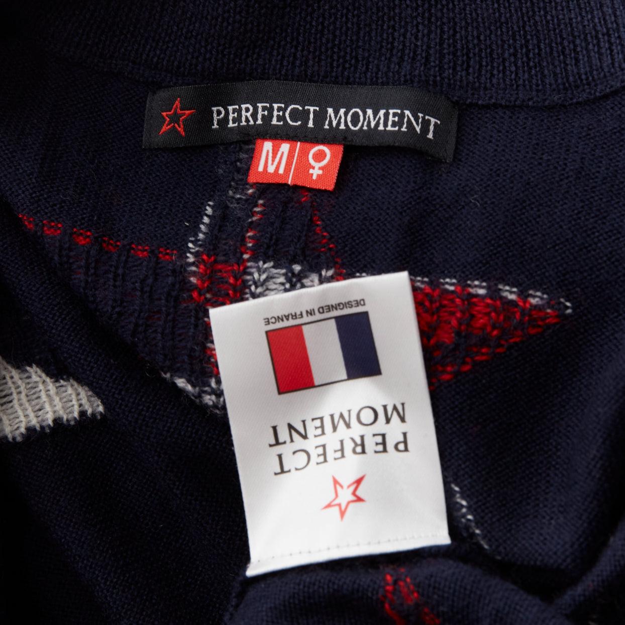 PERFECT MOMENT navy red star extra fine merino wool logo zip jumpsuit M 5