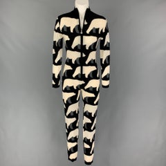 PERFECT MOMENT Size S Black White Merino Bear Print Wool Long Sleeve Jumpsuit