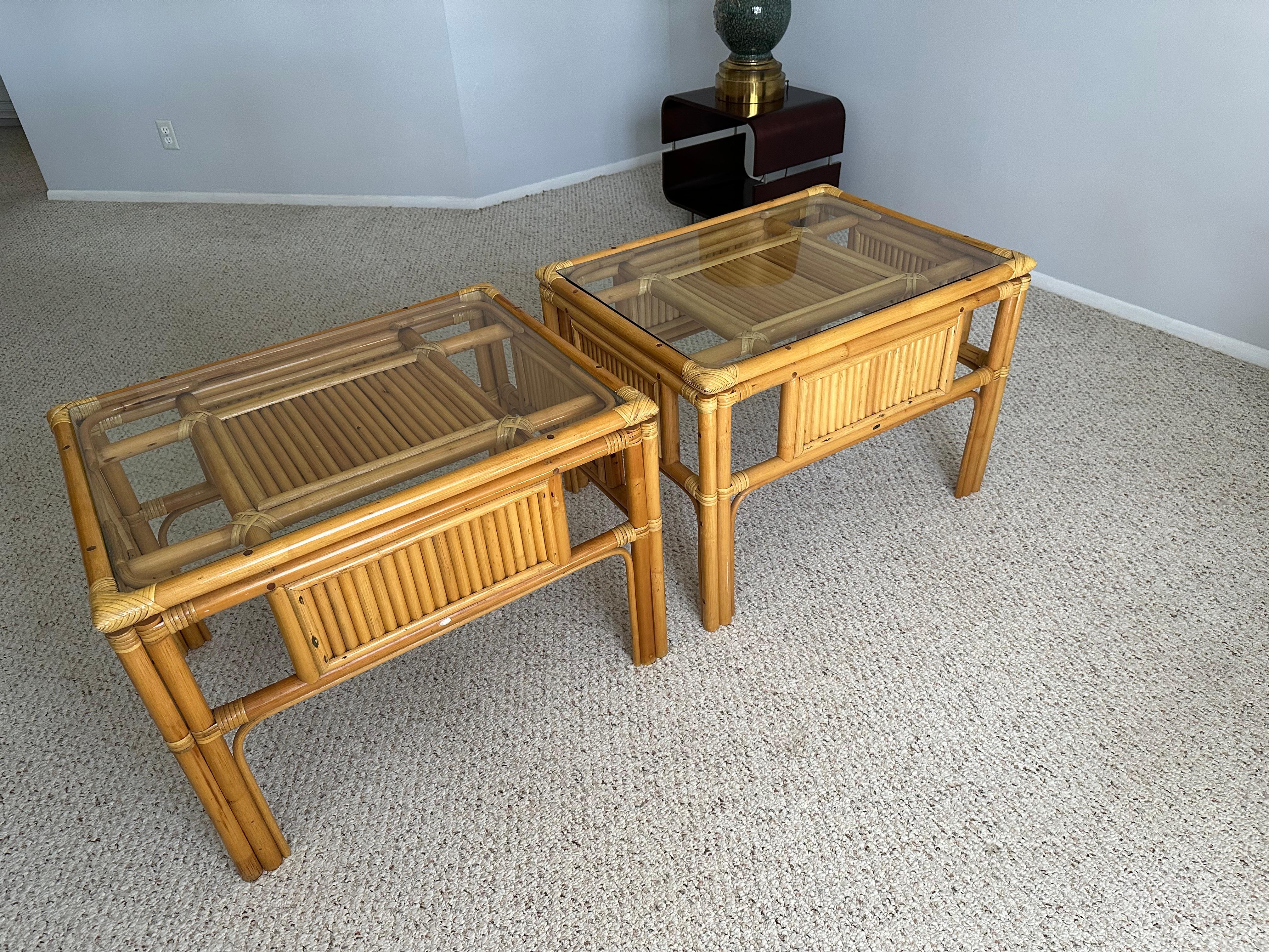 Woodwork Perfect Pair, Coastal Rattan Side Tables