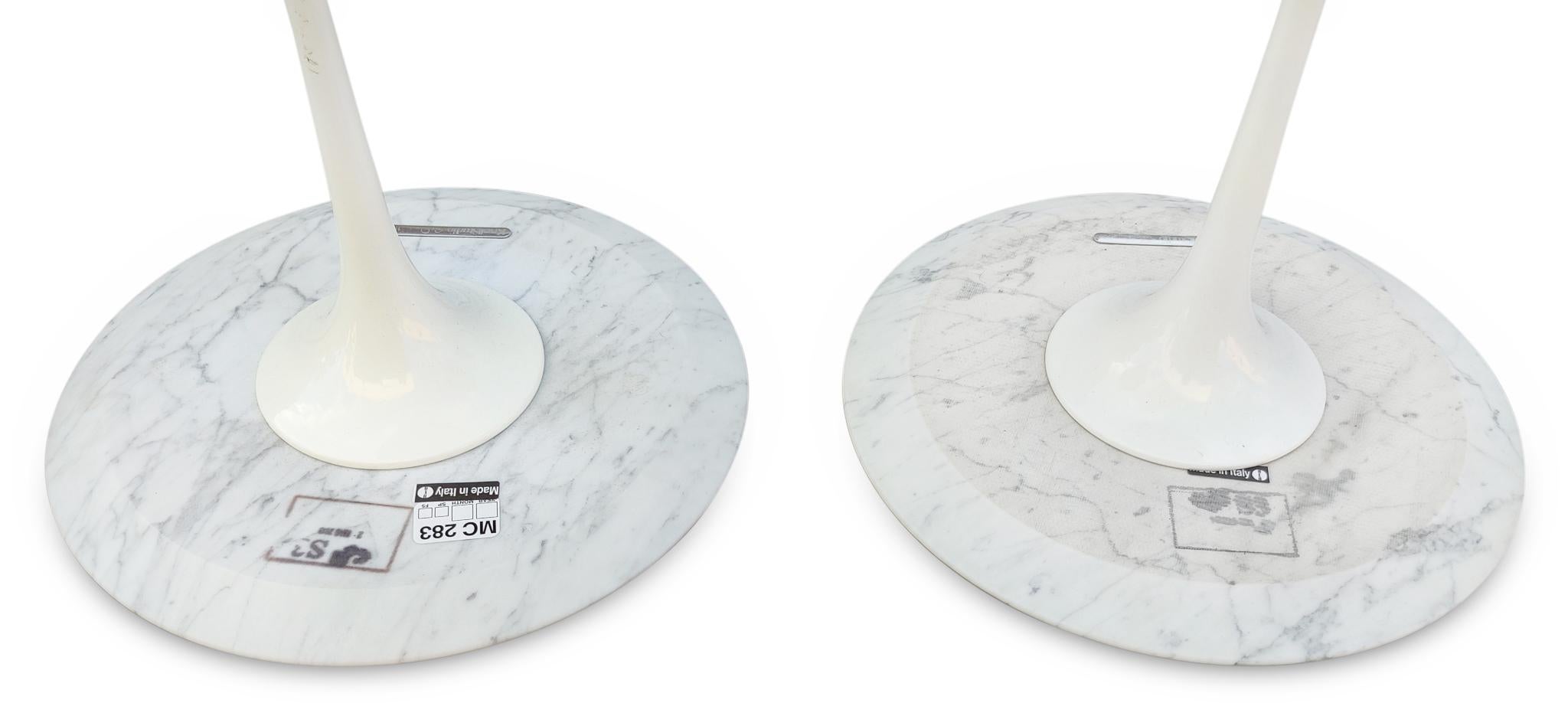 Contemporary Perfect Pair of Saarinen Knoll Studio Round Marble Top Tulip Side or End Table