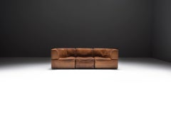 Perfect patinated DS-15 modular sofa by Team De Sede for De Sede Swiss.