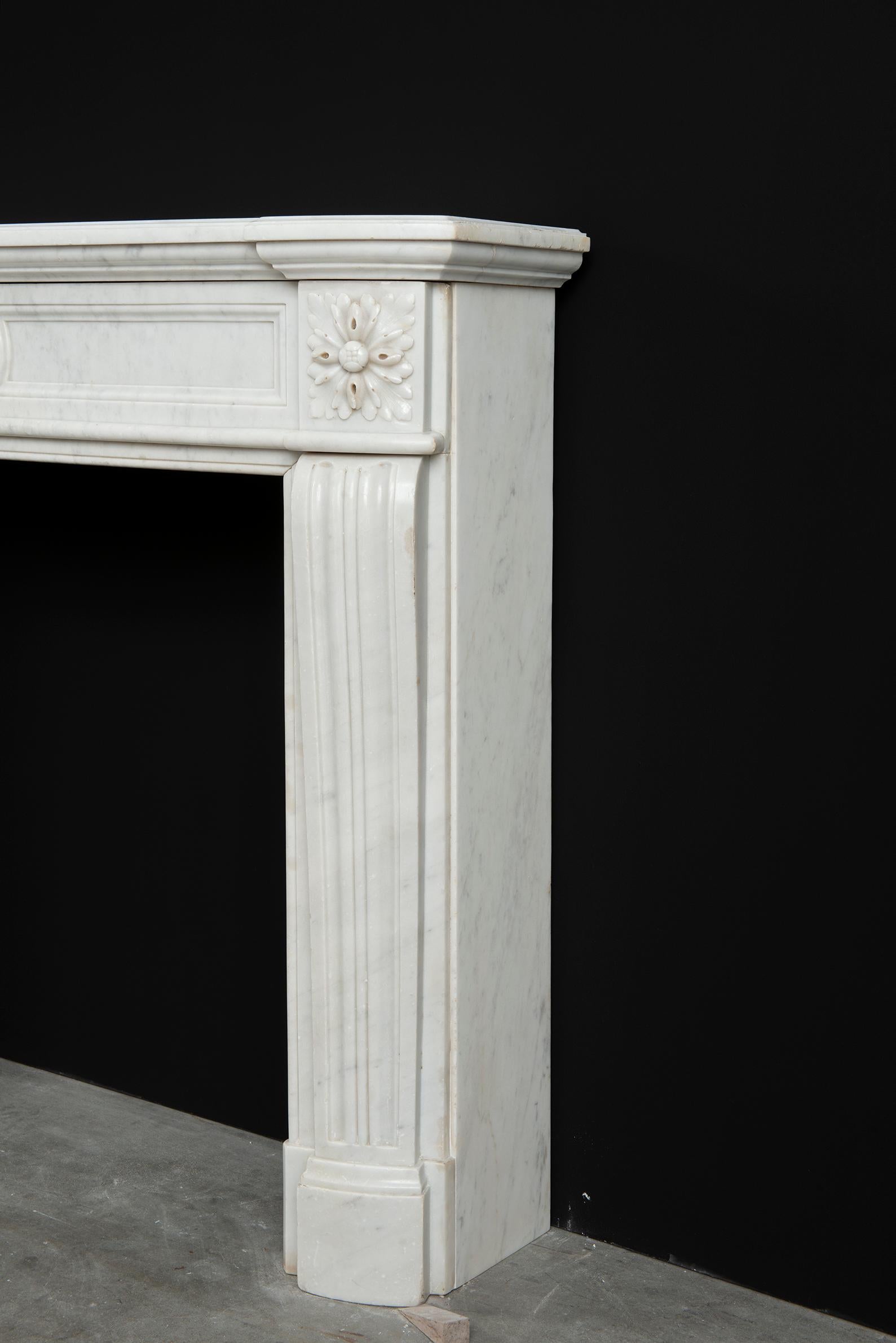 Perfect Petite Antique Fireplace Mantel in White Marble For Sale 6