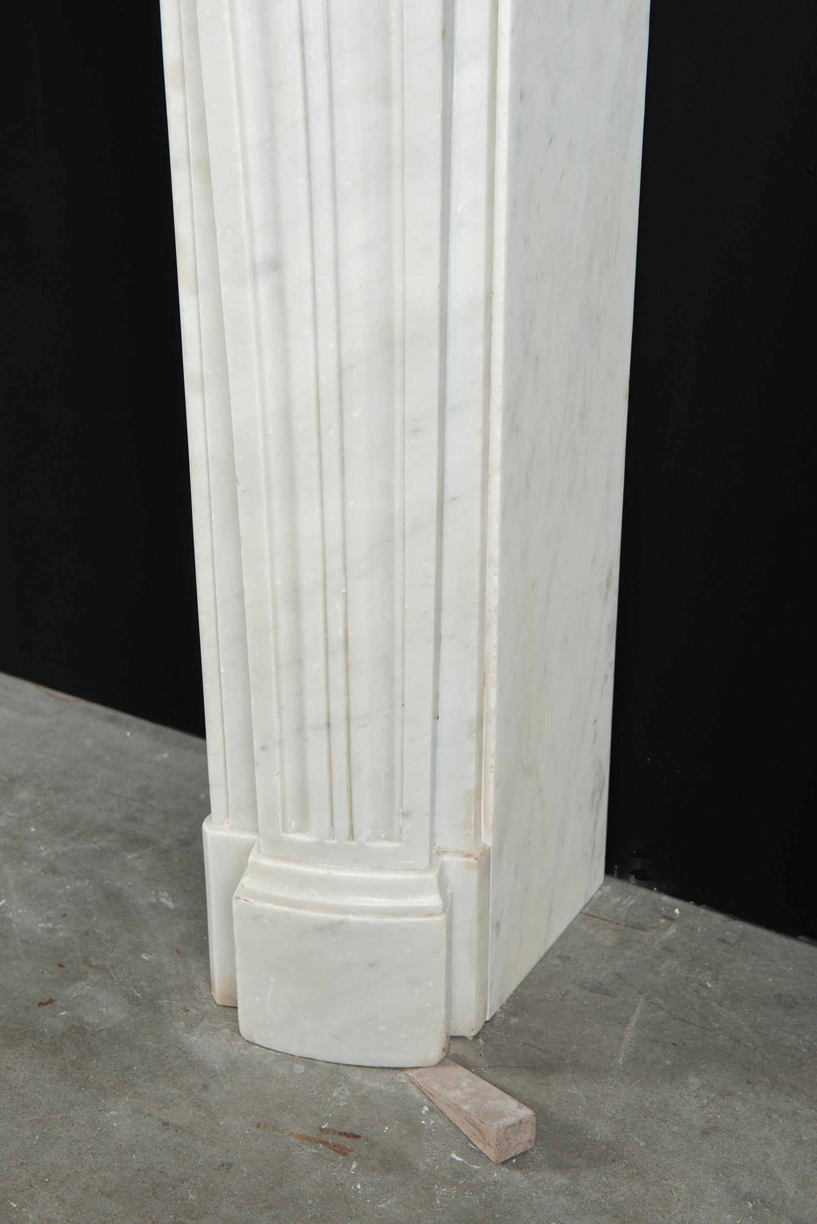 Perfect Petite Antique Fireplace Mantel in White Marble For Sale 9