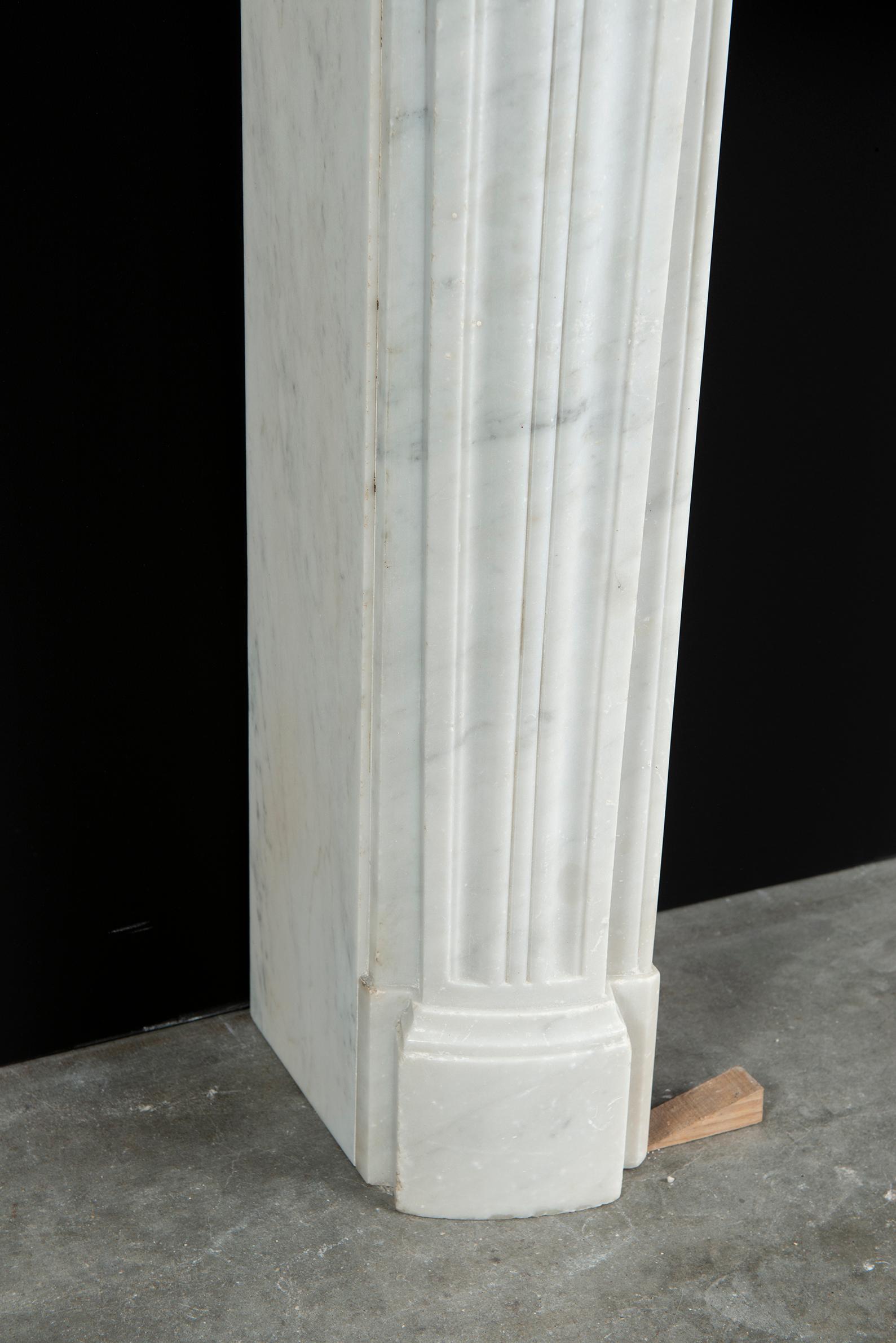 Perfect Petite Antique Fireplace Mantel in White Marble For Sale 11