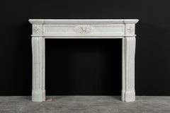 Perfect Petite Antique Fireplace Mantel in White Marble