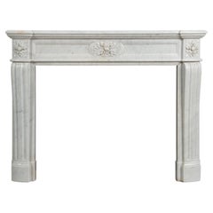 Perfect Petite Antique Fireplace Mantel in White Marble