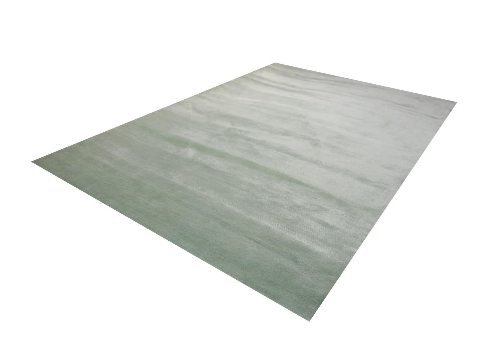 Modern Perfect Plain Rug Collection Color Ice Water in Bamboo Silk by Djoharian Design For Sale