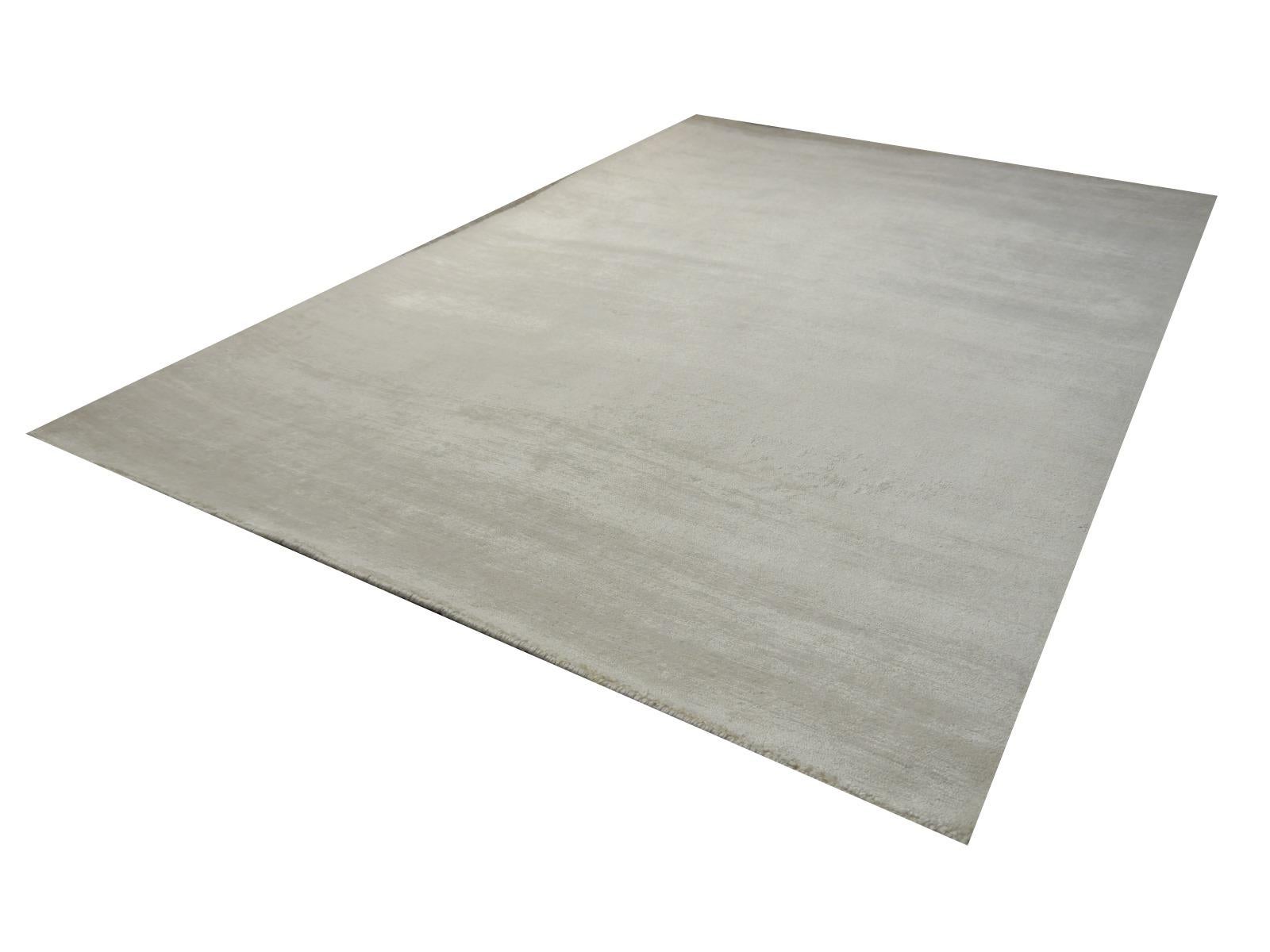 Perfect Plain Rug Collection Color Ivory in Bamboo Silk by Djoharian Design For Sale 5