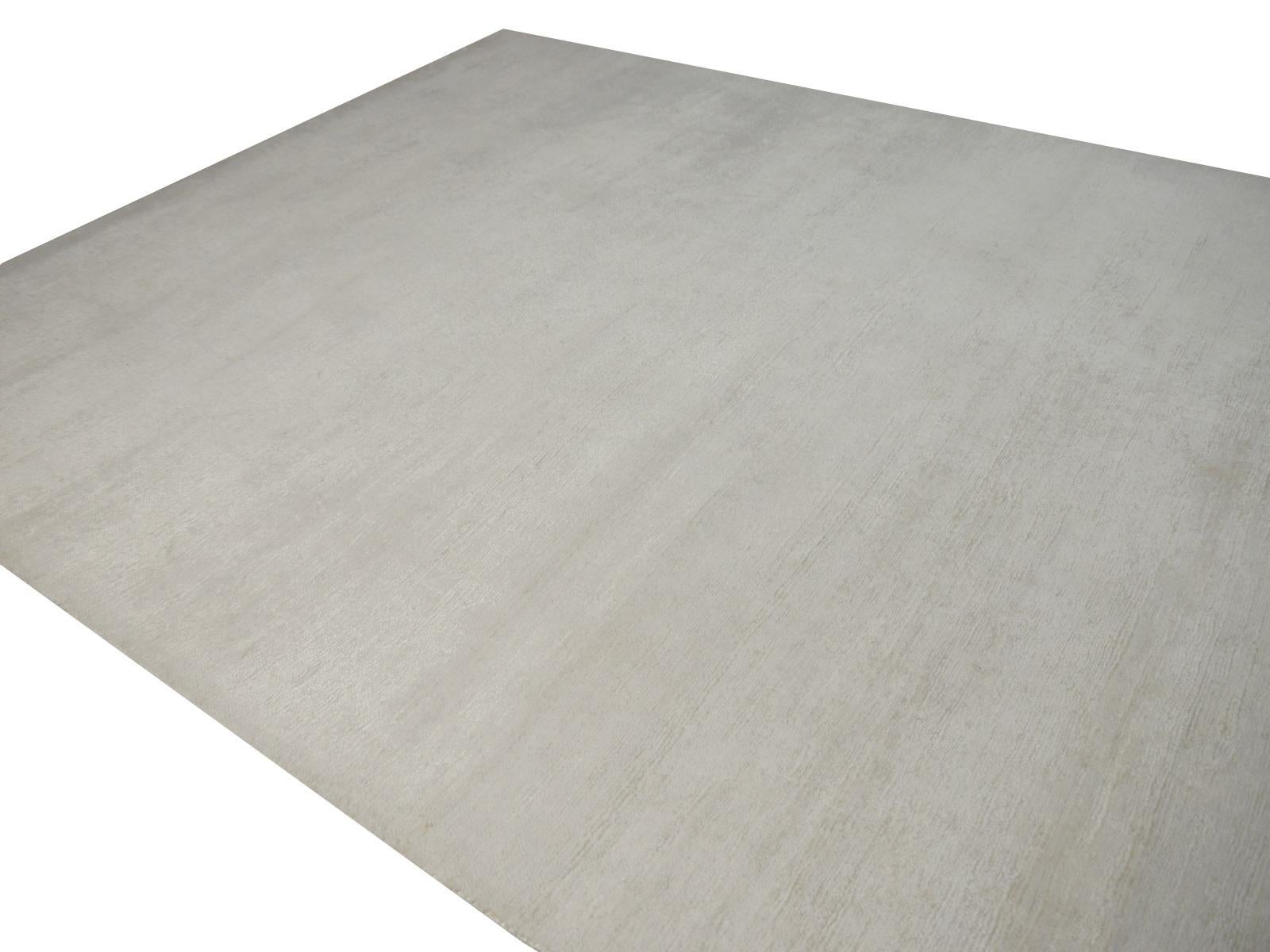 Perfect Plain Rug Collection Color Ivory in Bamboo Silk by Djoharian Design For Sale 6