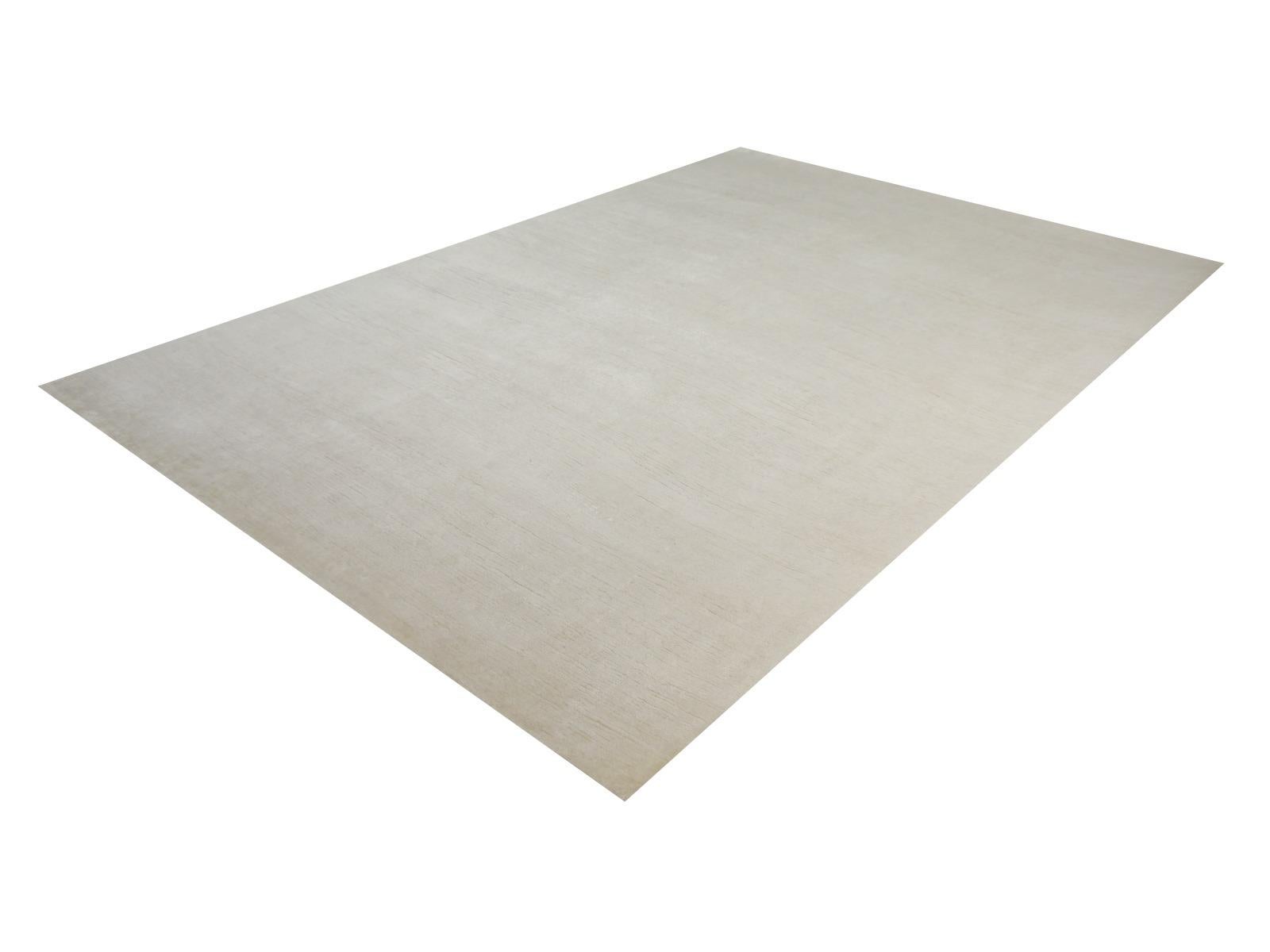 Nepalese Perfect Plain Rug Collection Color Ivory in Bamboo Silk by Djoharian Design For Sale