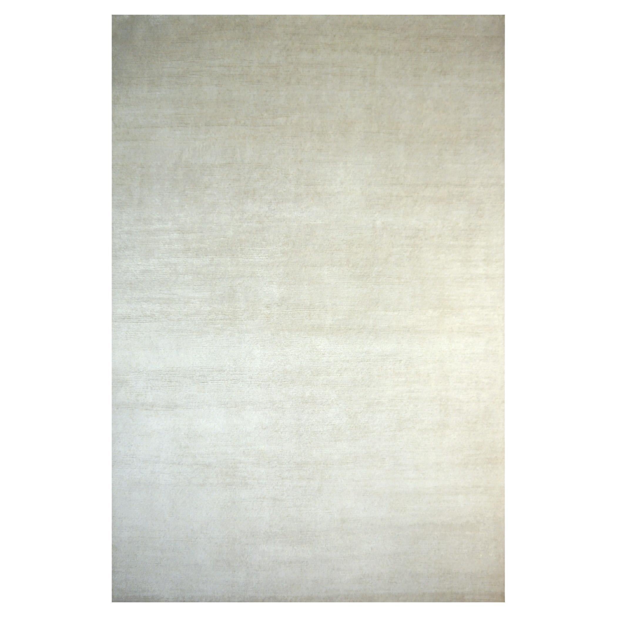 Perfect Plain Rug Collection Color Ivory in Bamboo Silk by Djoharian Design For Sale