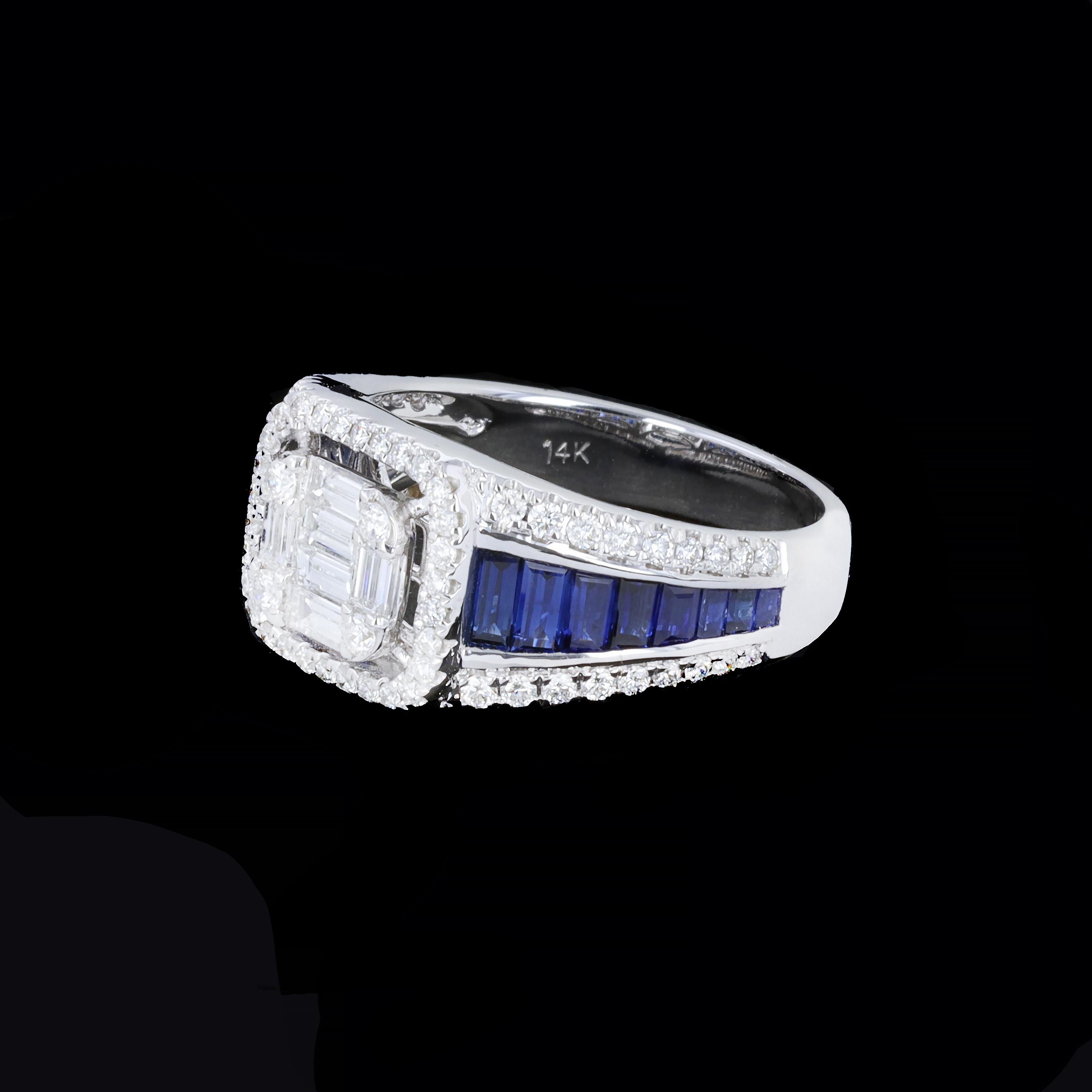 Women's Perfect & Precise 14K White Gold Sapphire Diamond Ring For Sale