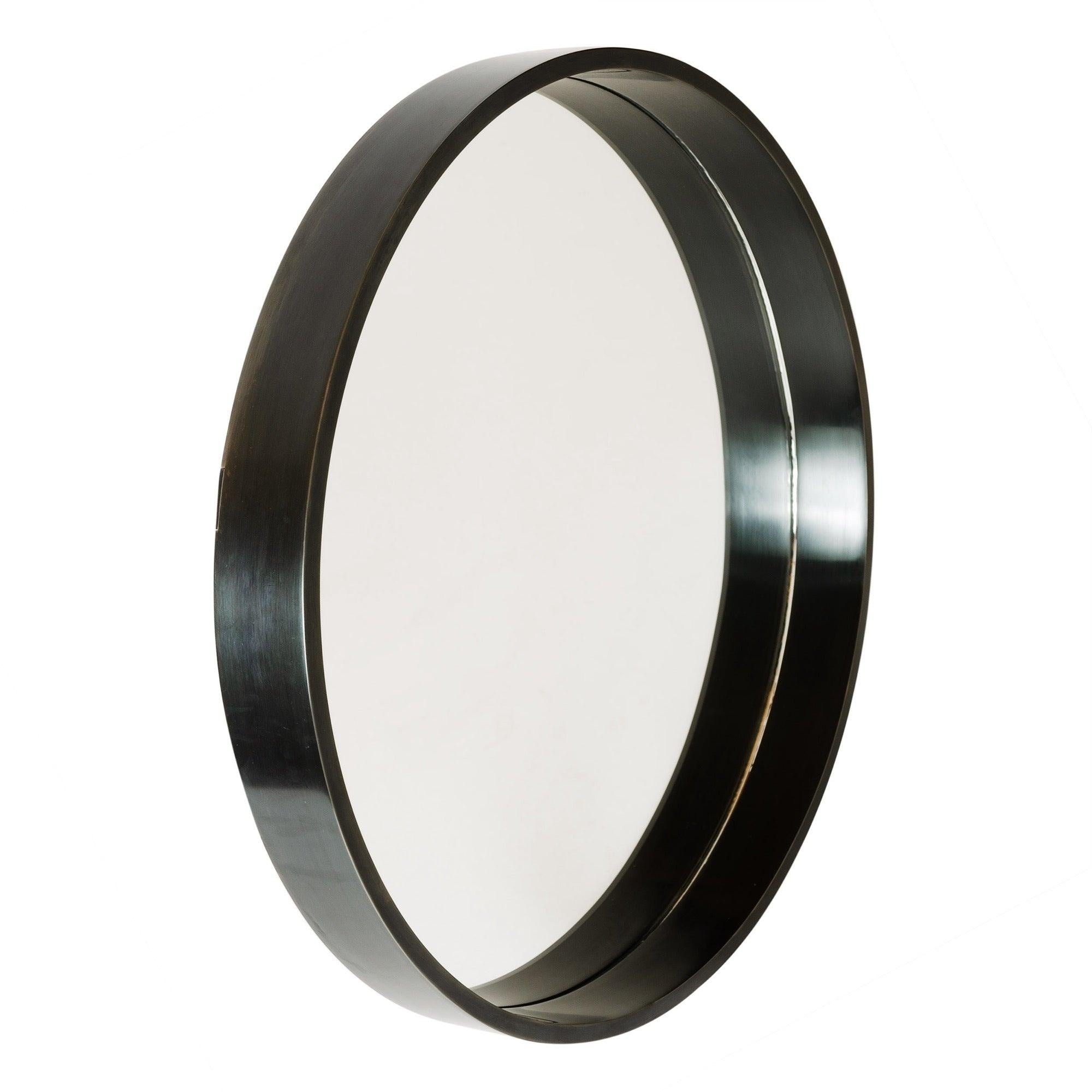 Miroir à anneau parfait en bronze noirci, fait sur commande Bon état - En vente à Sagaponack, NY