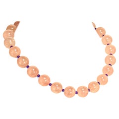 AJD Perfect Rose Quartz and Purple Czech Bead Necklace