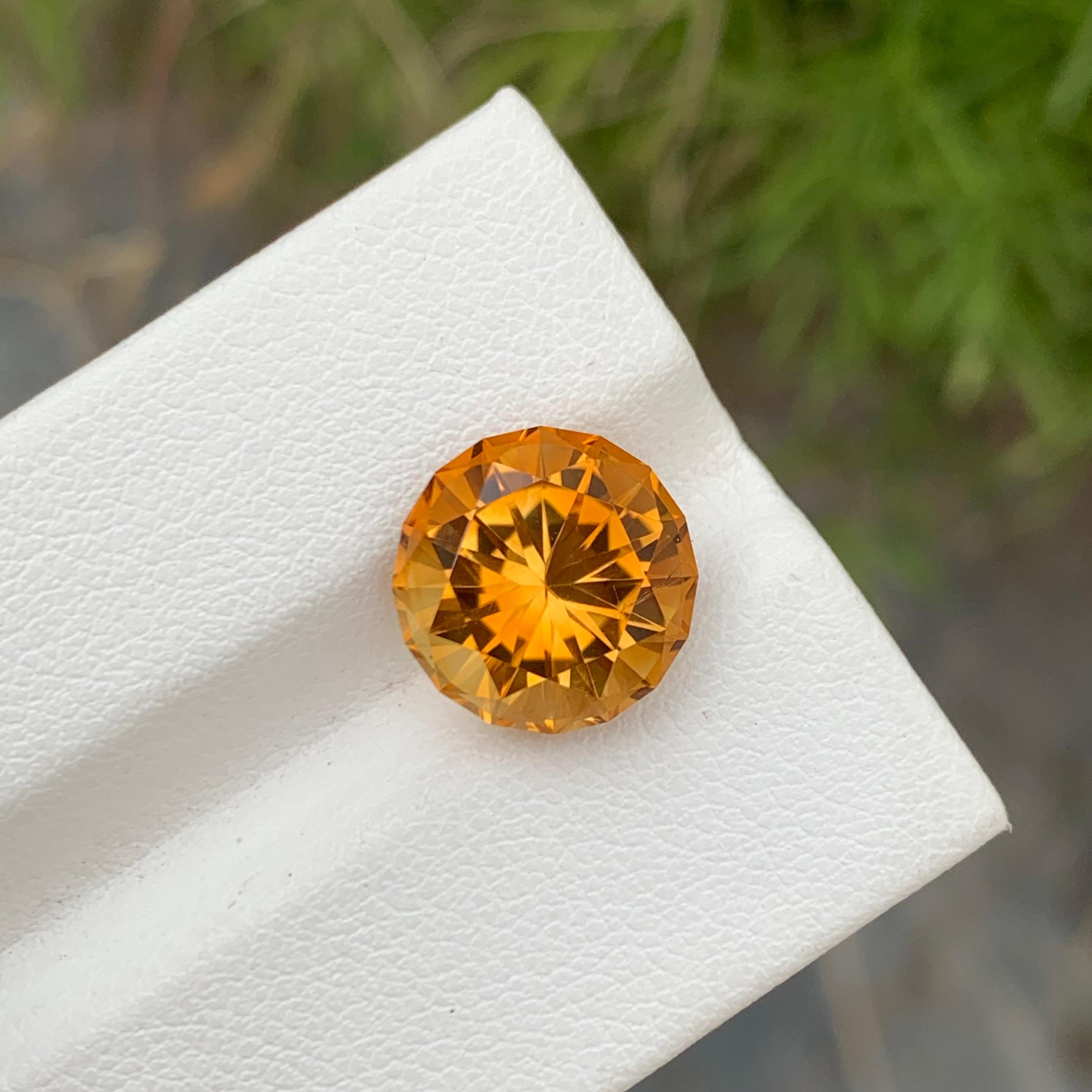 Perfect Round Shape 5.00 Carats Loose Madeira Citrine Gemstone For Ring  For Sale 4
