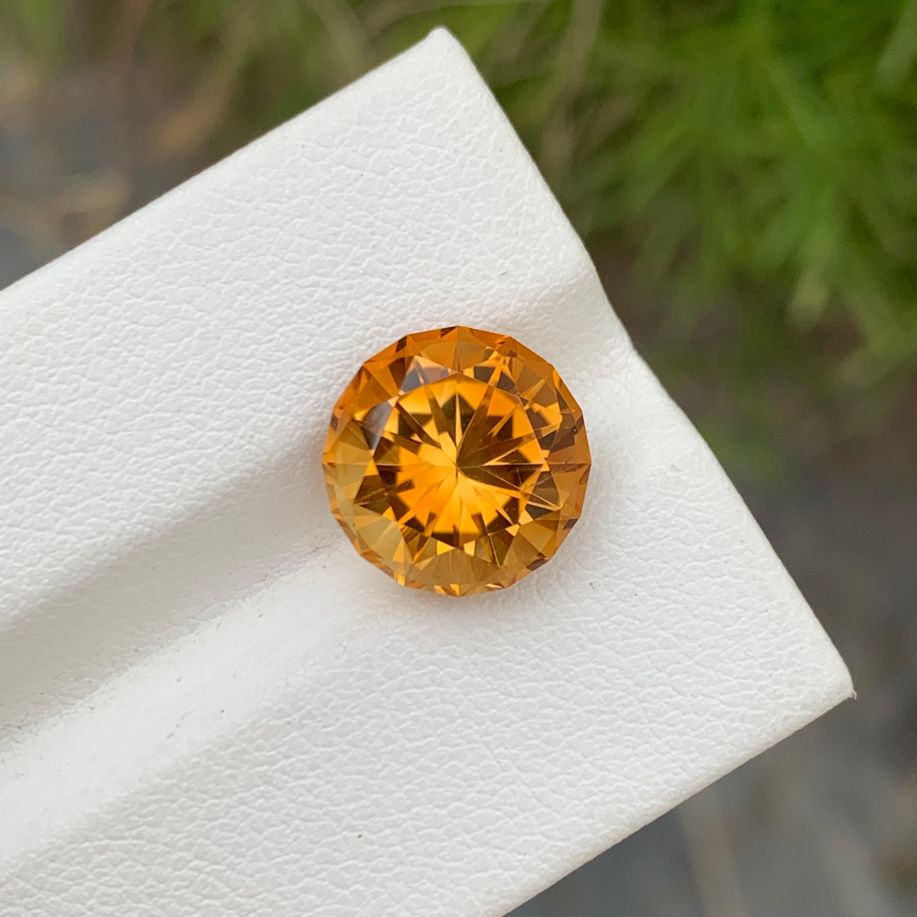Perfect Round Shape 5.00 Carats Loose Madeira Citrine Gemstone For Ring  For Sale 5